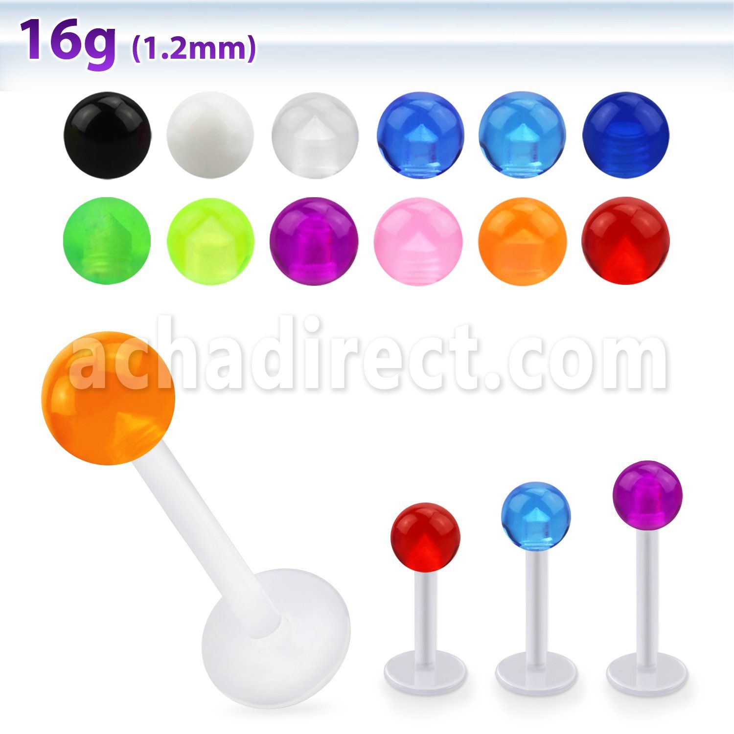 albuvb4 bio  flex labret w 4mm acrylic uv ball
