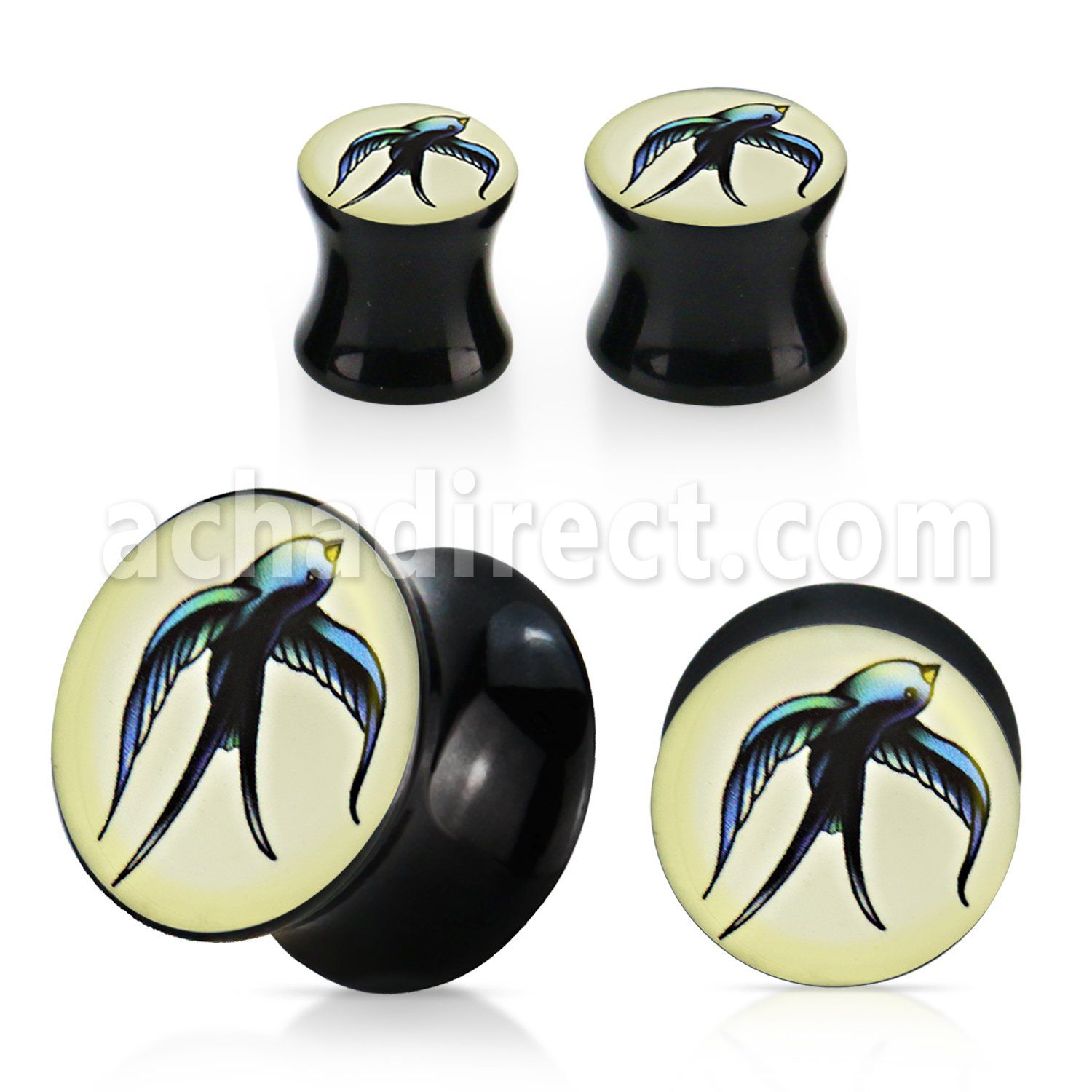 apgcc acrylic double flared plug with right facing dove logo