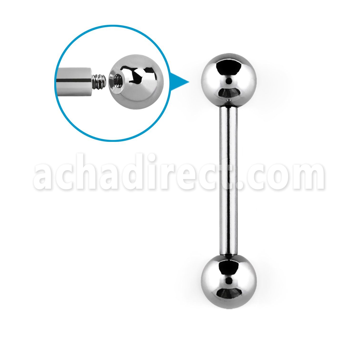 bb12 2mm 316l steel gauge tongue barbell w internal balls