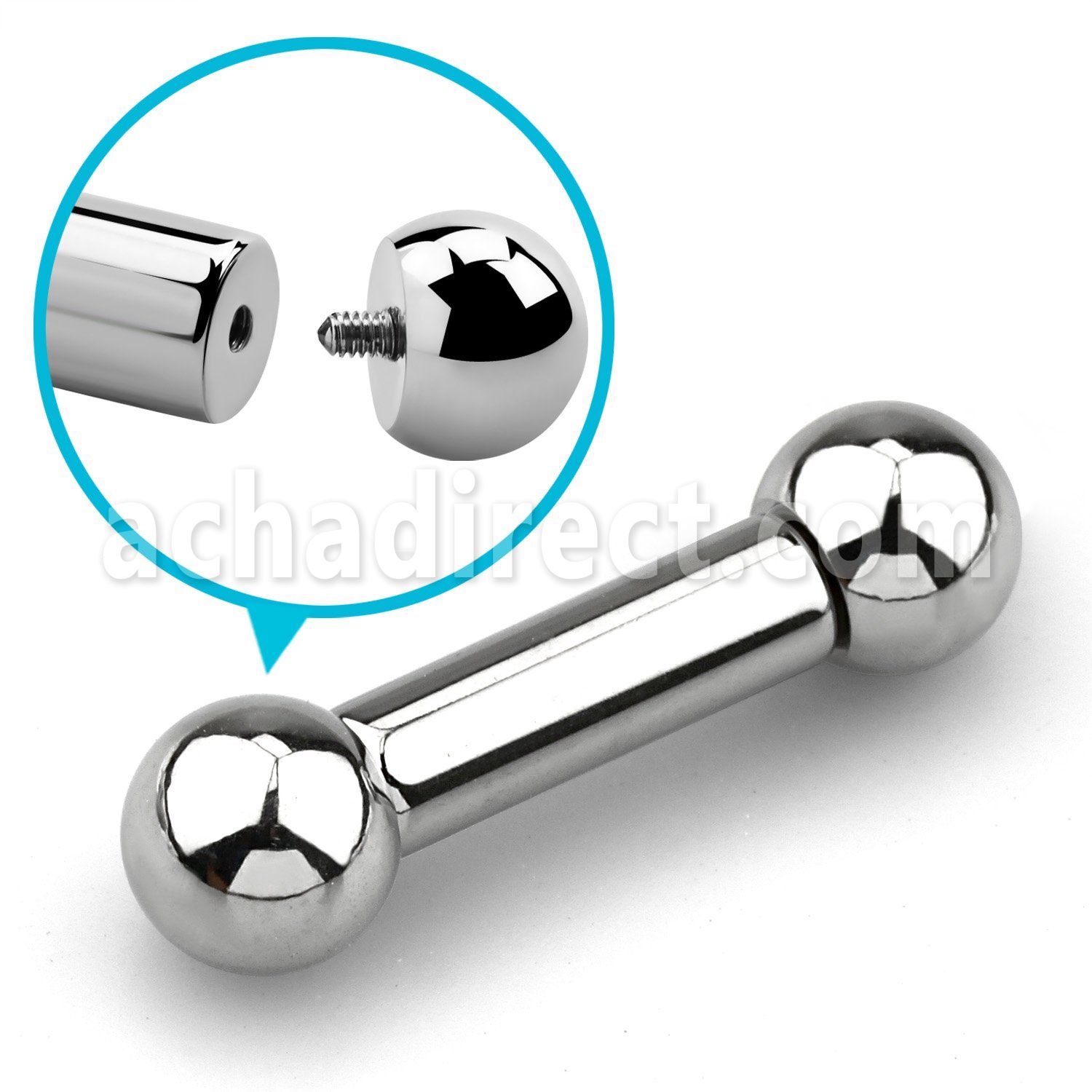 bb2 6mm 316l steel gauge tongue barbell w internal balls
