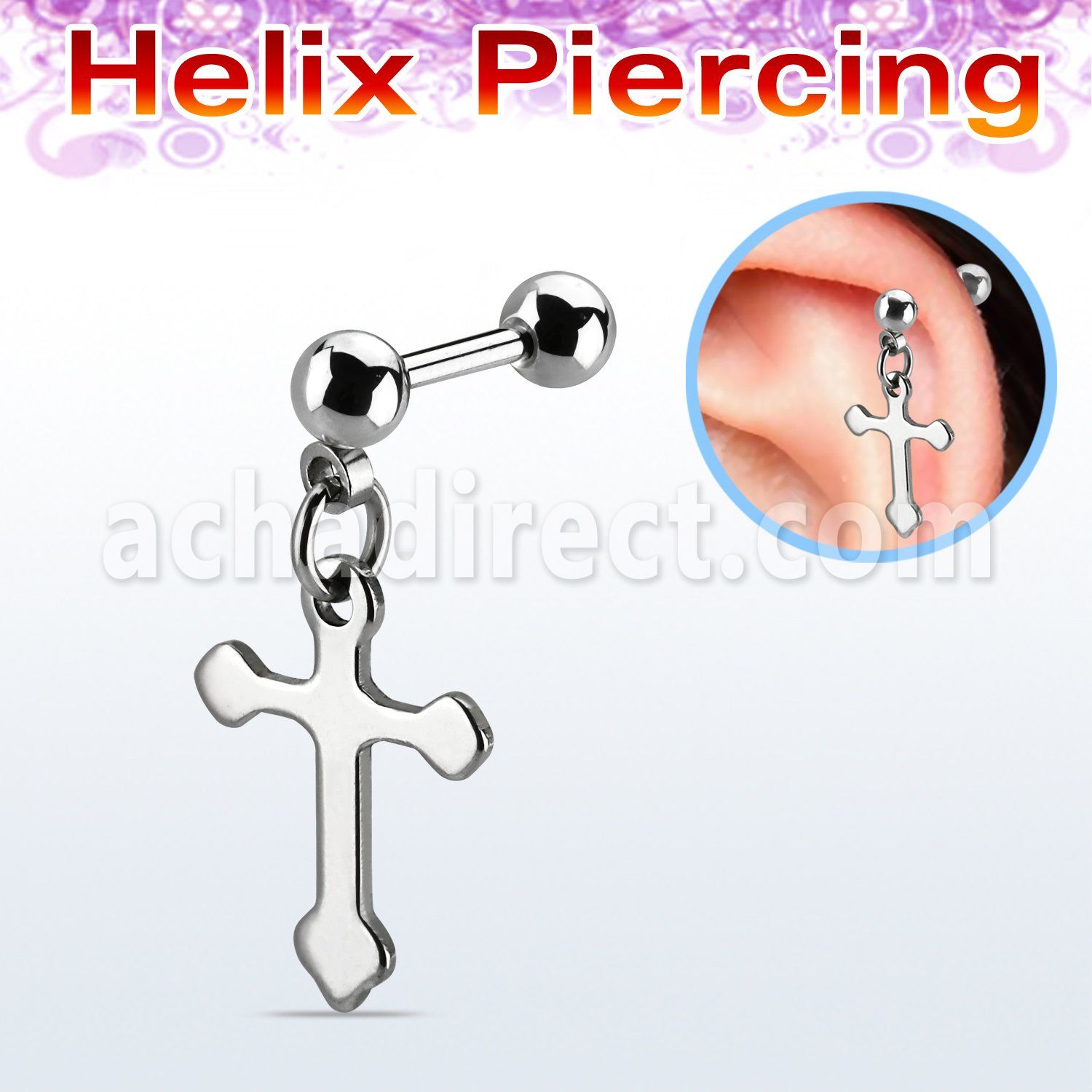 bber71 steel helix barbell w 4mm balls plain steel cross