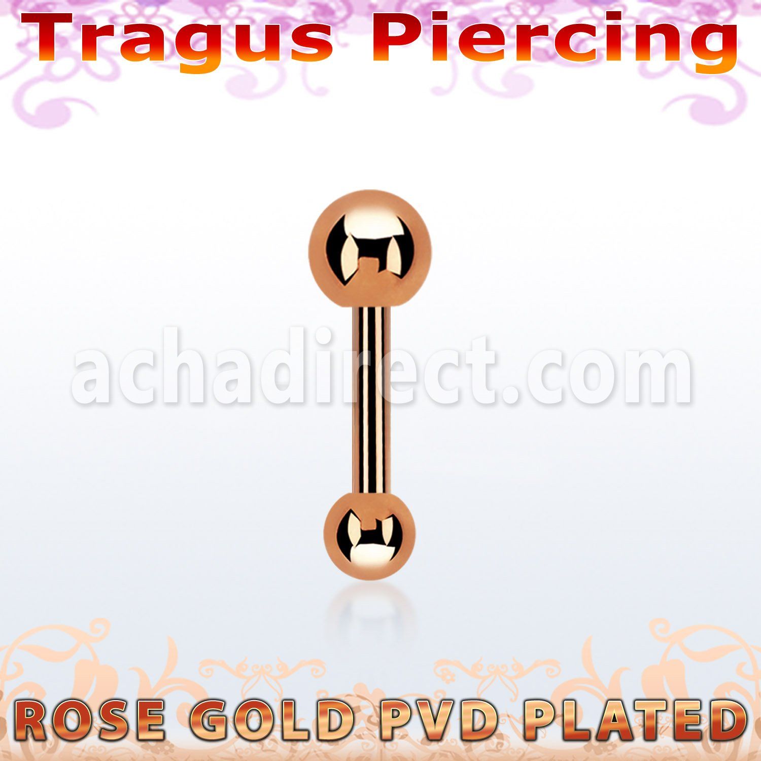 bbertt37 rose gold steel tragus barbell with top 4mm ball