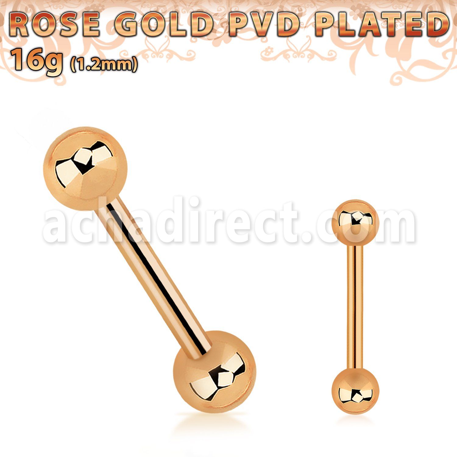 bbettb rose gold steel eyebrow barbell w 2 3mm balls