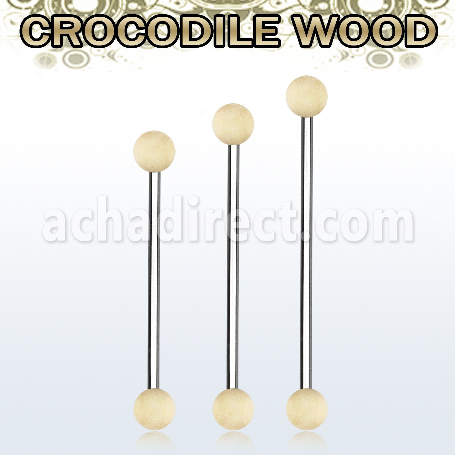 bbincr5 organic industrial barbell w 5mm crocodile wood balls