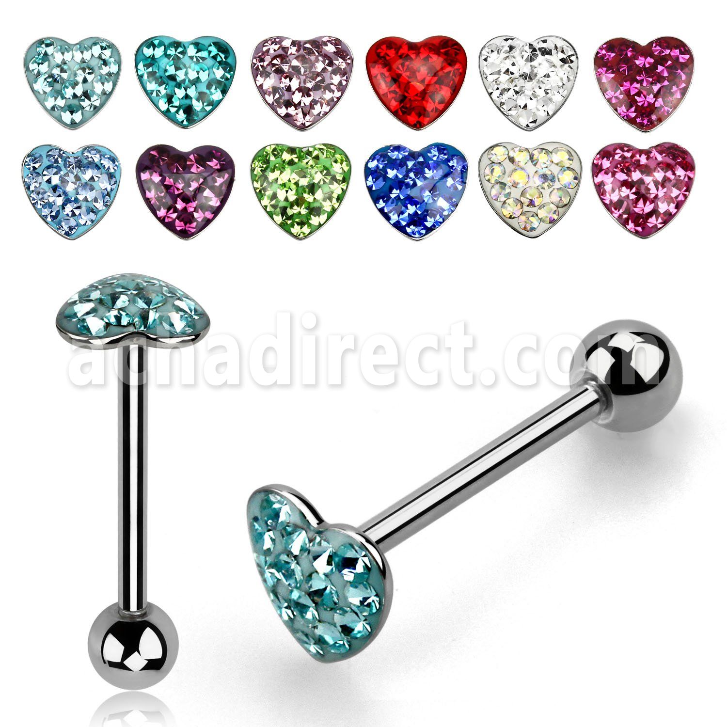 bbmtj3 316l tongue barbell w ferido heart top 5mm steel ball