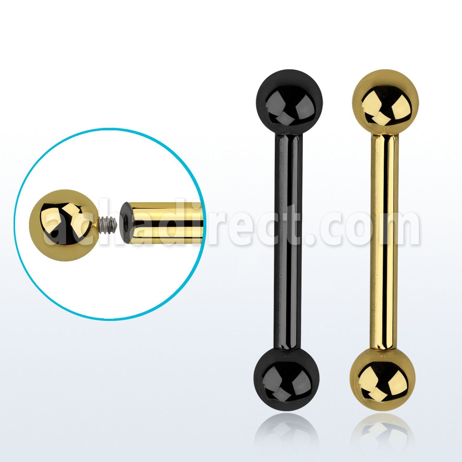 bbt10 pvd plated 316l steel tongue barbell 10g 2 5mm