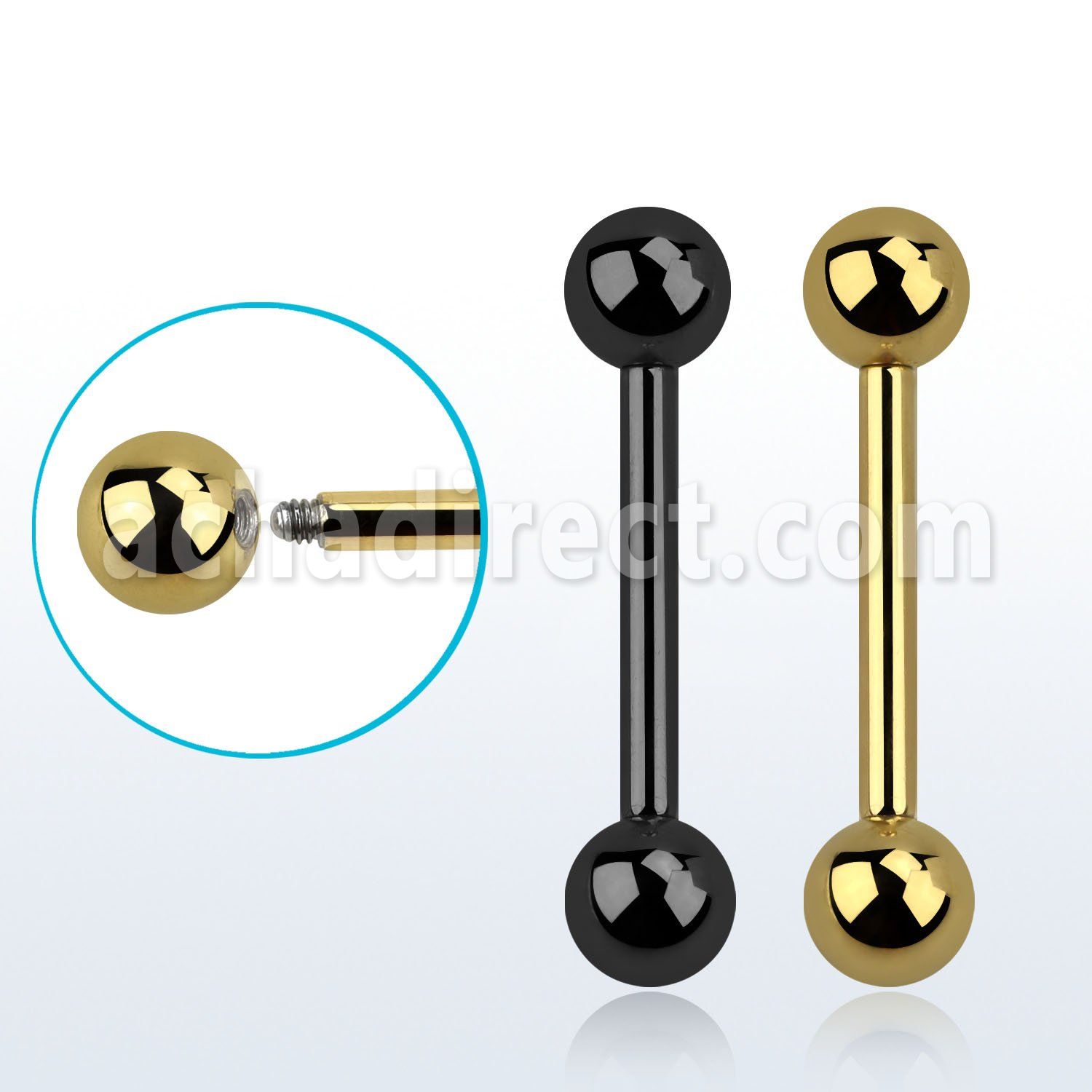 bbt12 pvd plated 316l steel big gauge tongue barbell 12g 2mm