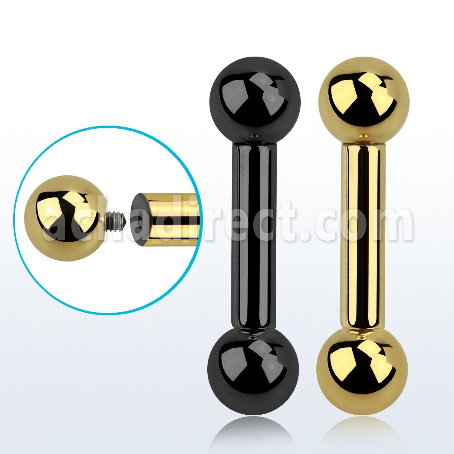 bbt4 pvd plated 316l steel big gauge tongue barbell 4g 5mm