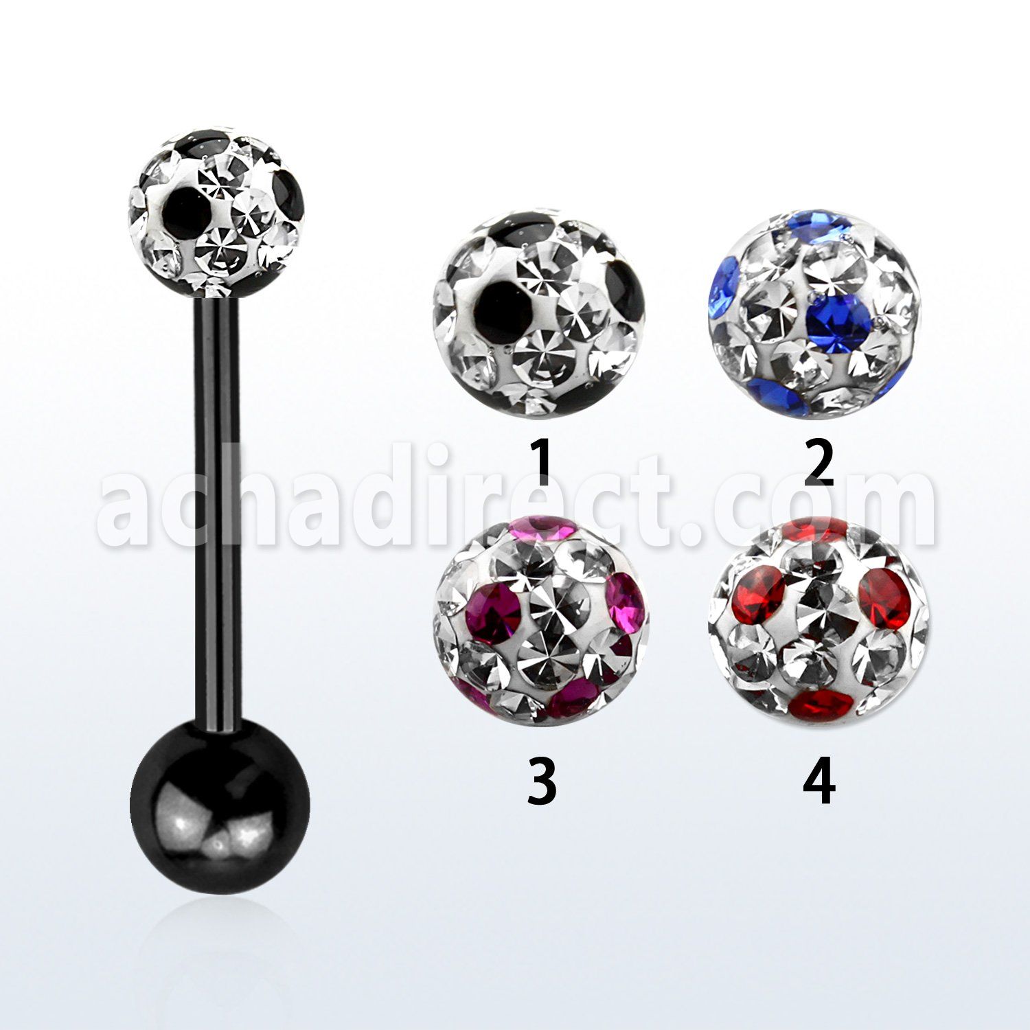 bbtfr5a anodized 316l steel tongue barbell w dotted crystal