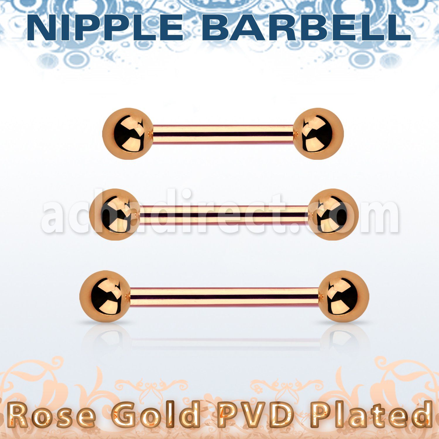 bbttb4 rose gold steel nipple barbell w 2 4mm balls