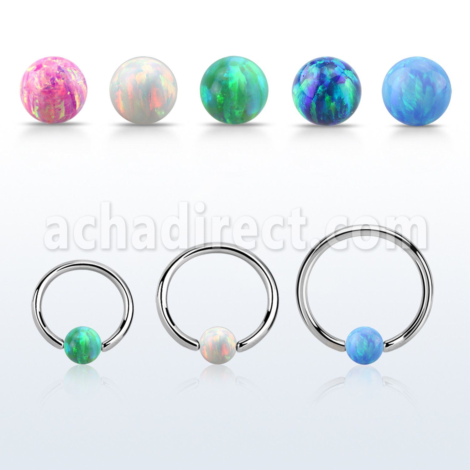 bcr18o4 316l steel ball closure ring 18g 4mm synthetic opal ball