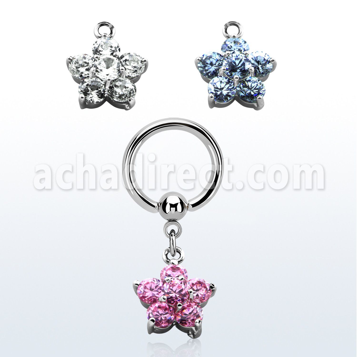 bcrgz293 316l steel bcr 1.6mm w a cz flower design
