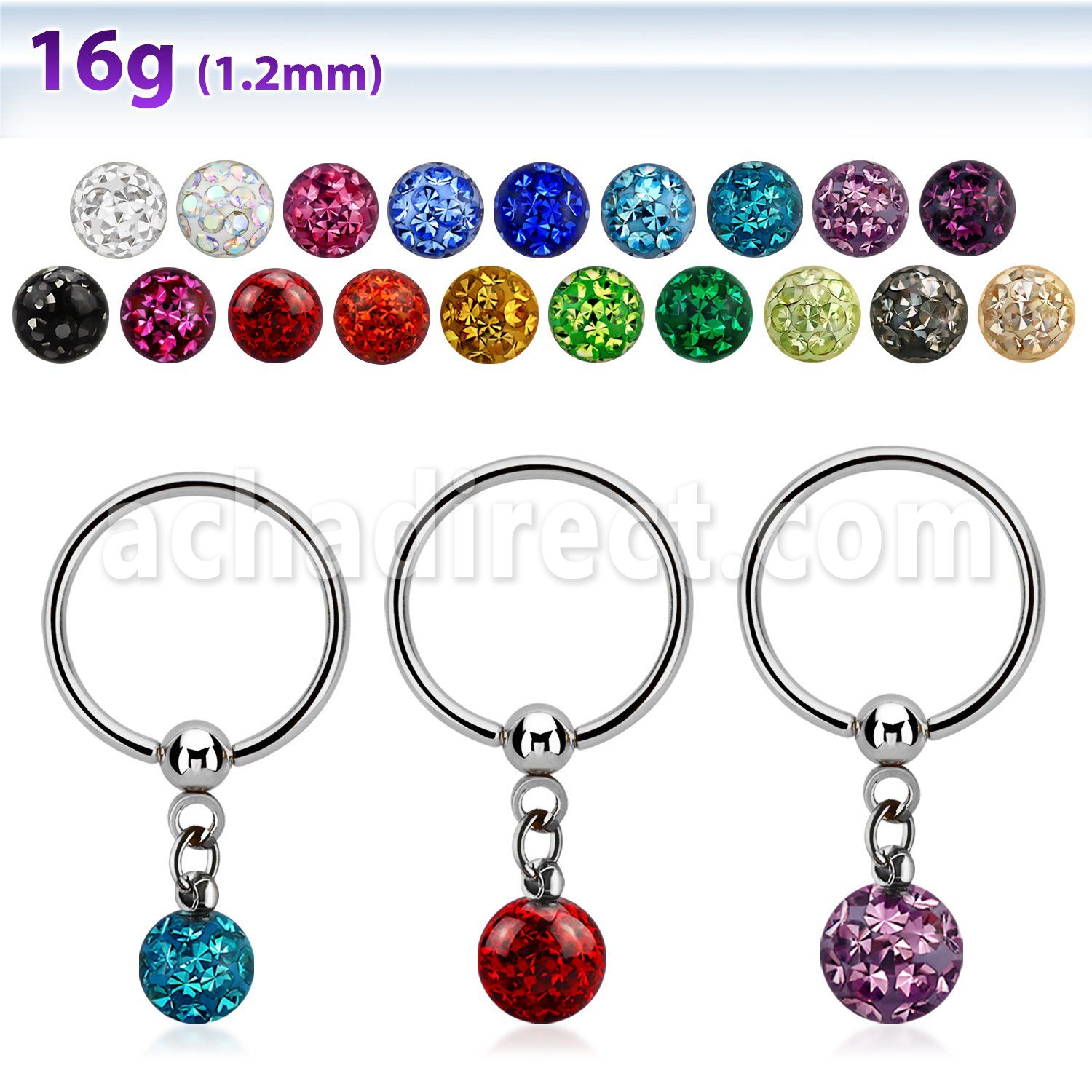 bcrsfr steel bcr 1.2mm w a ferido glued multi crystals ball