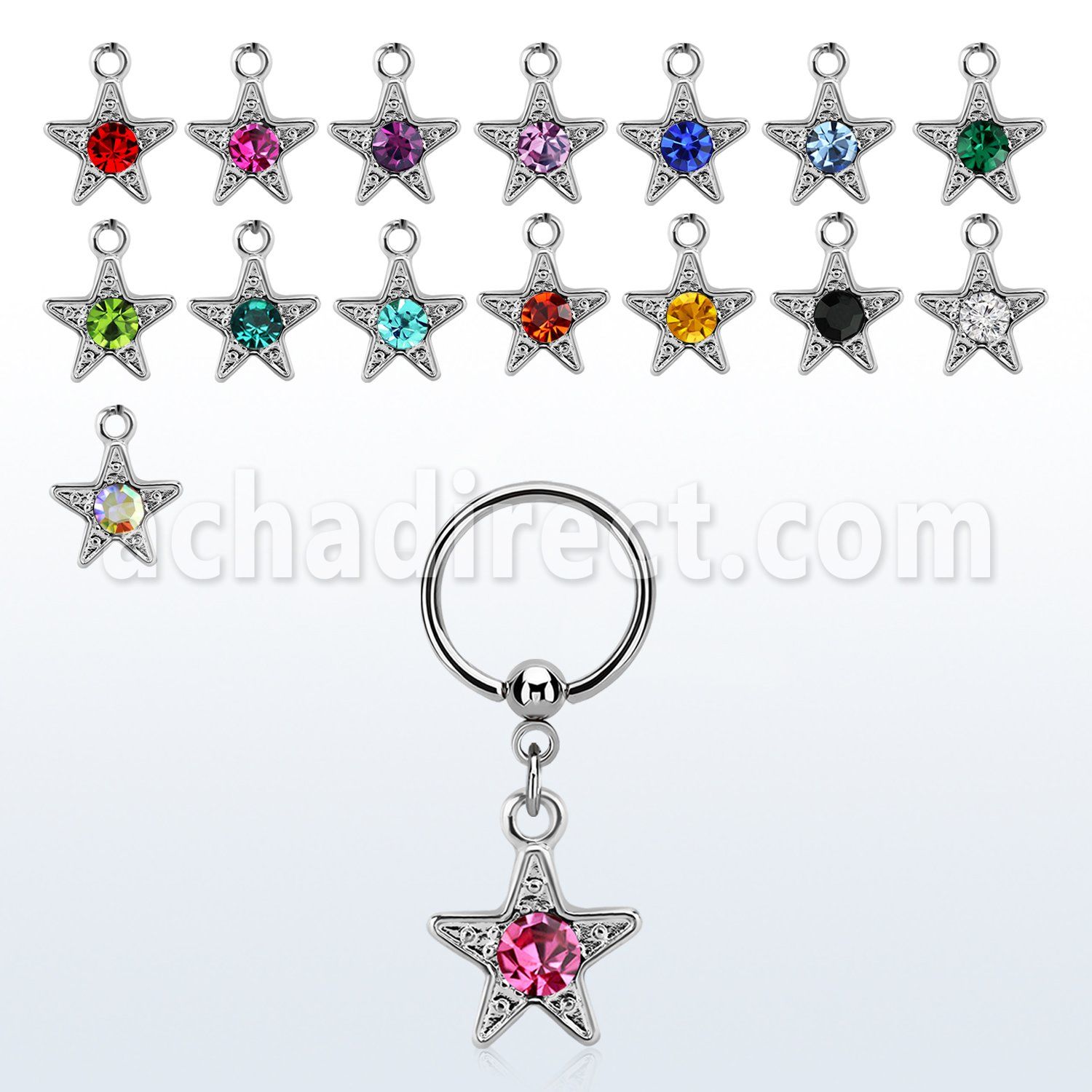 bcrssar 316l steel bcr 1.2mm w a a round crystal studded star