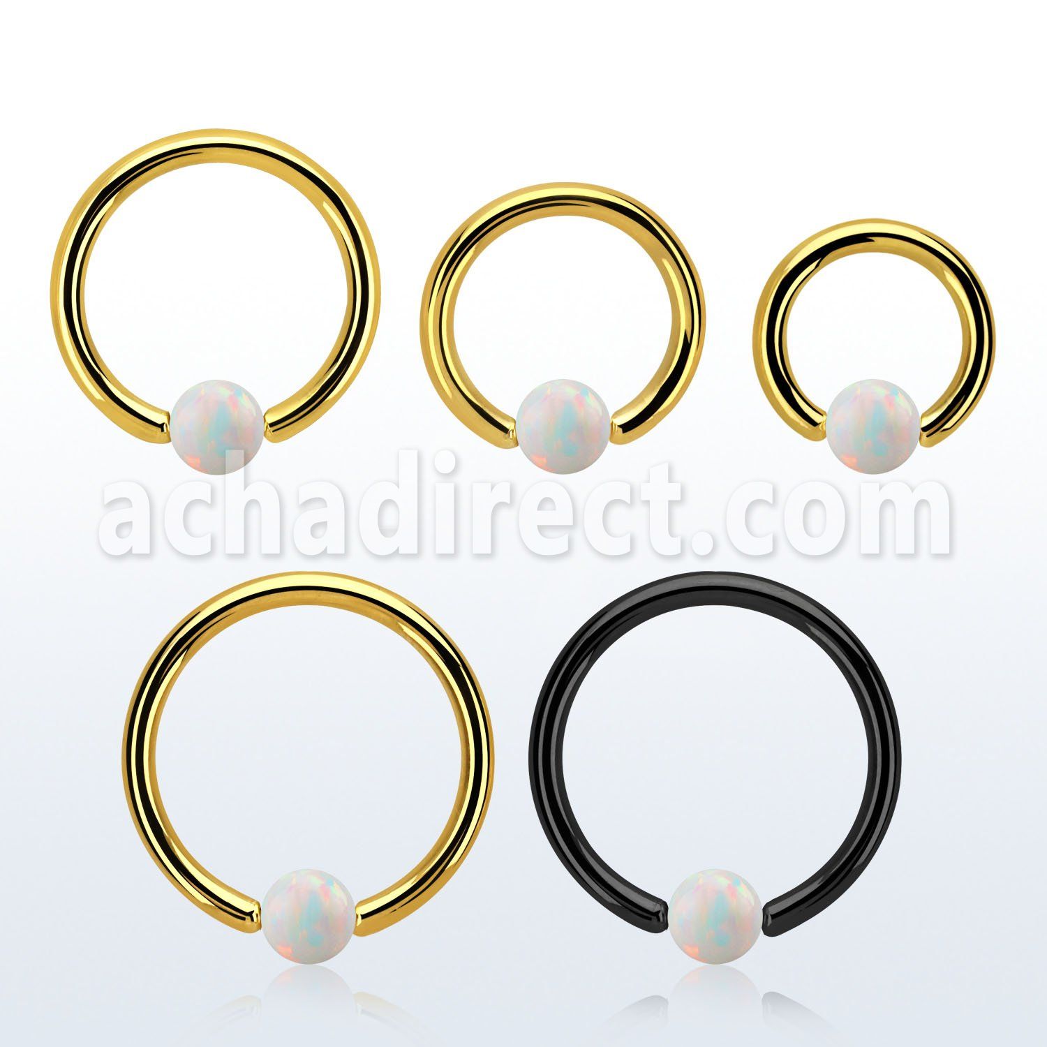 bcrt14o4 pvd plated 316l steel bcr 14g w 4mm synthetic opal ball