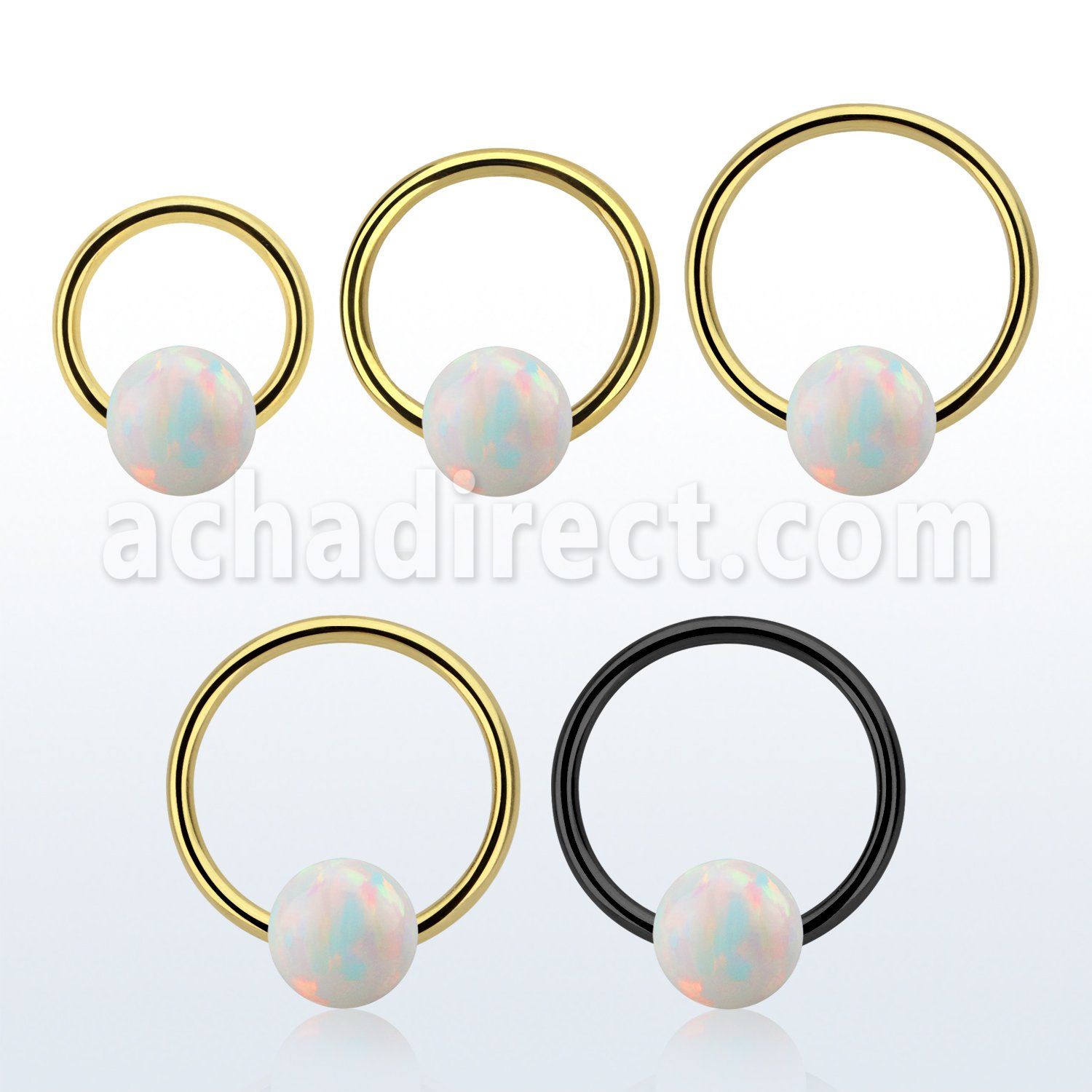 bcrt16o6 pvd plated 316l steel bcr 16g w 6mm synthetic opal ball