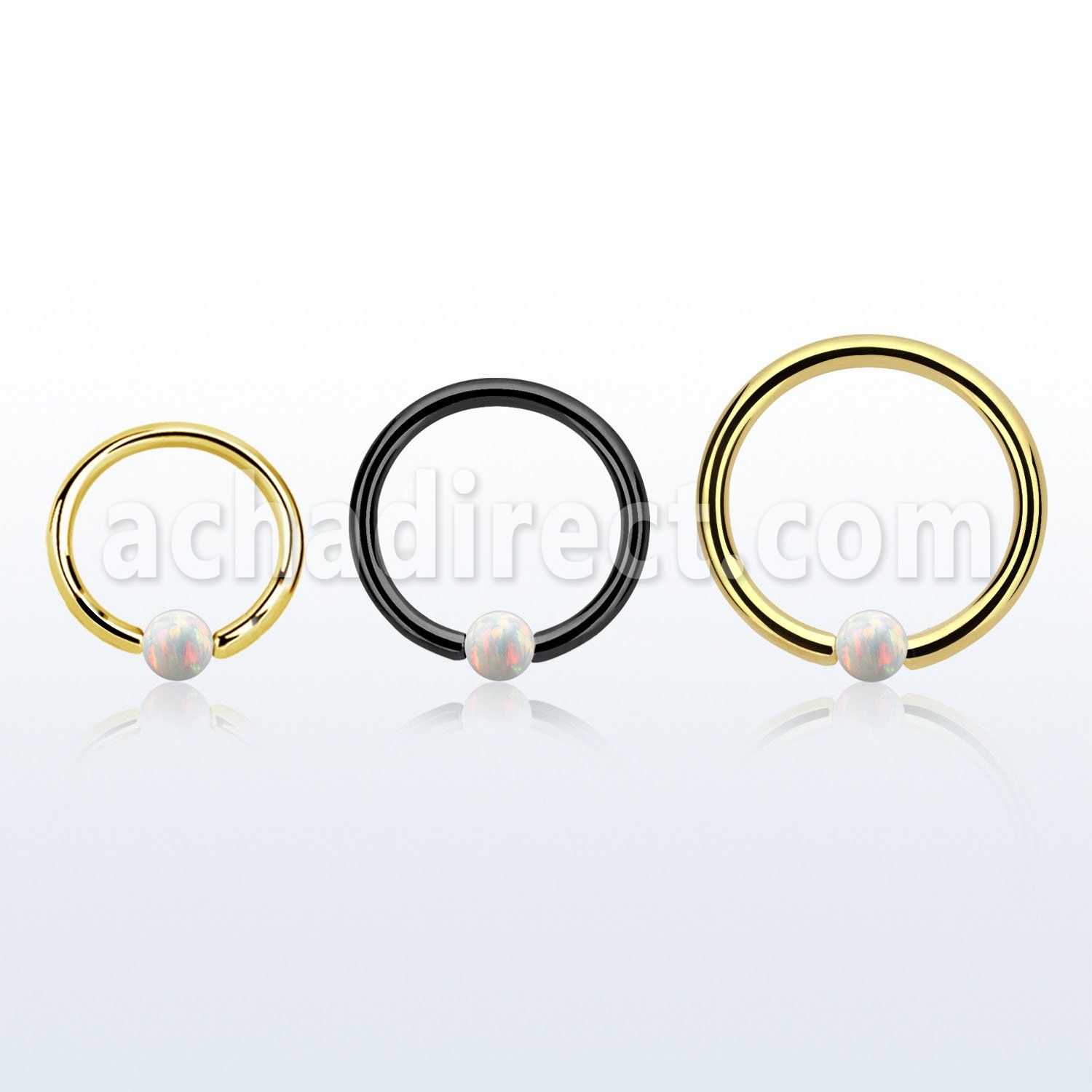 bcrt18o3 pvd plated 316l steel bcr 18g w 3mm synthetic opal ball