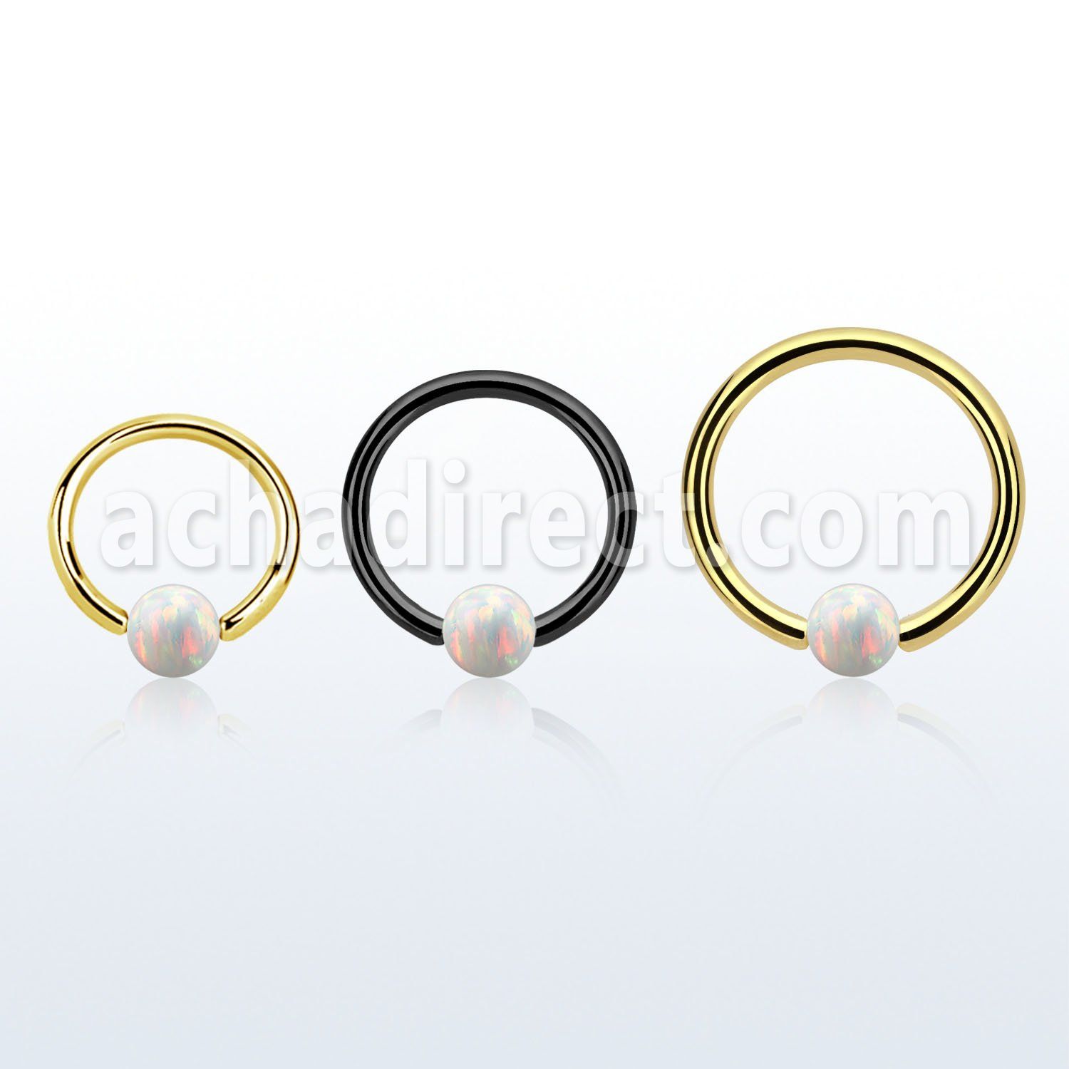 bcrt18o4 pvd plated 316l steel bcr 18g w 4mm synthetic opal ball