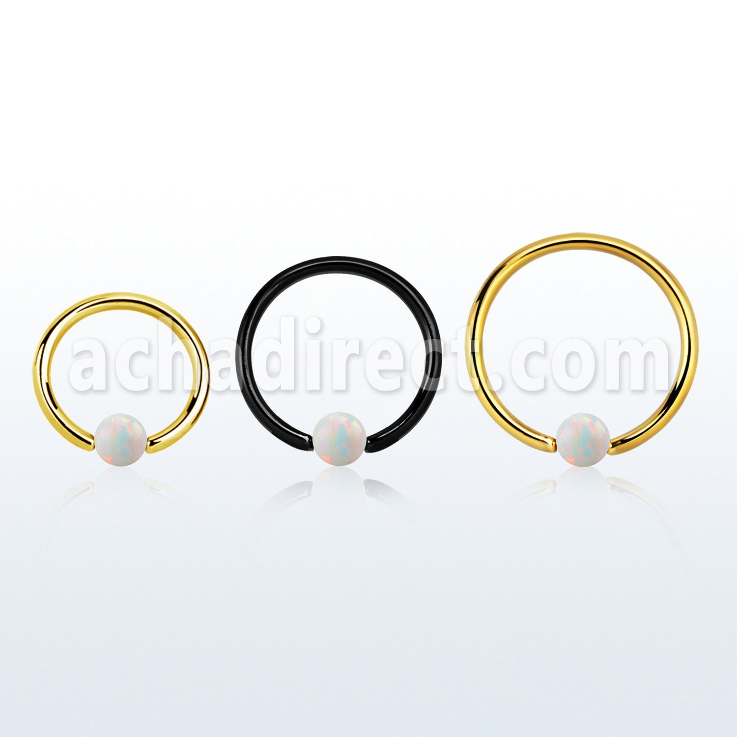 bcrt20o3 pvd plated 316l steel bcr 20g w 3mm synthetic opal ball