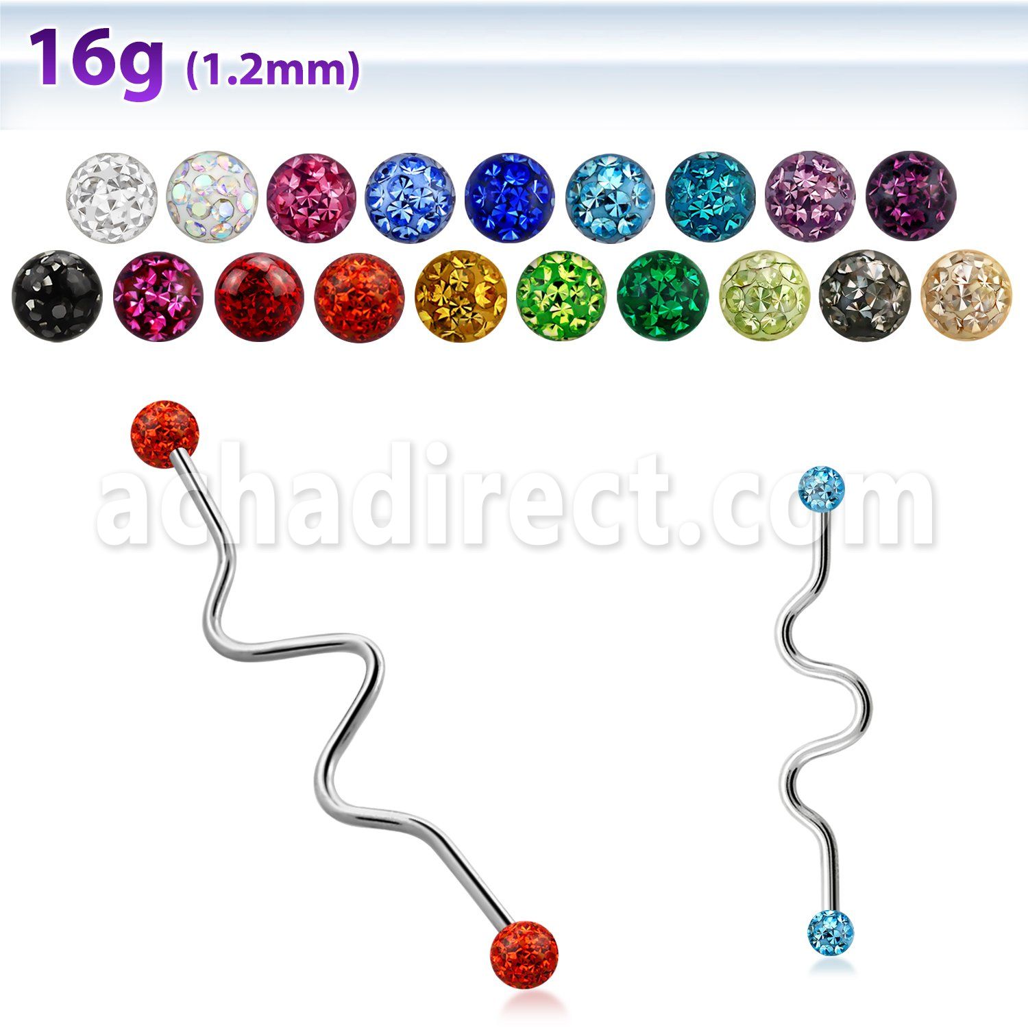 bdaf4 316l steel industrial zigzag barbell w 4mm ferido ball