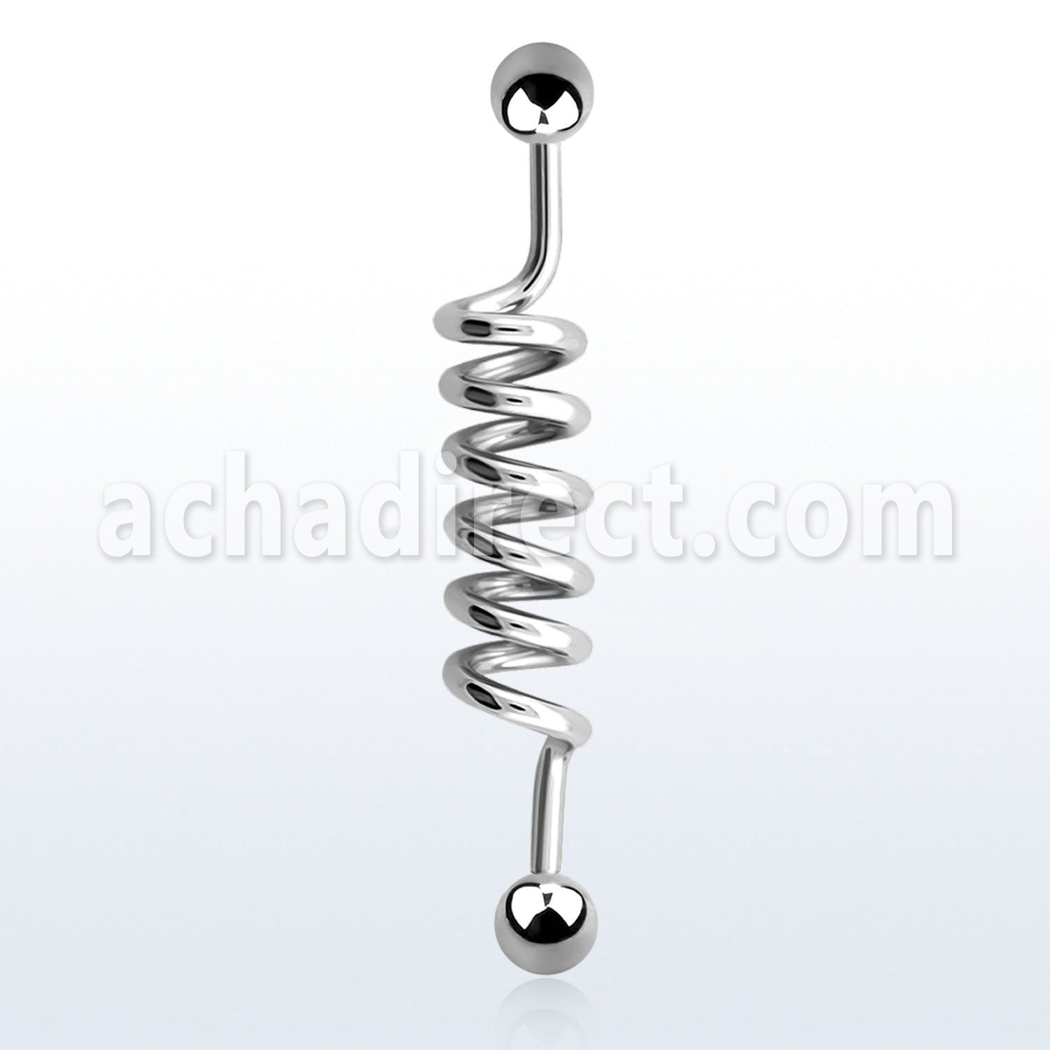 bdd14 316l steel industrial coil barbell with a 5mm ball