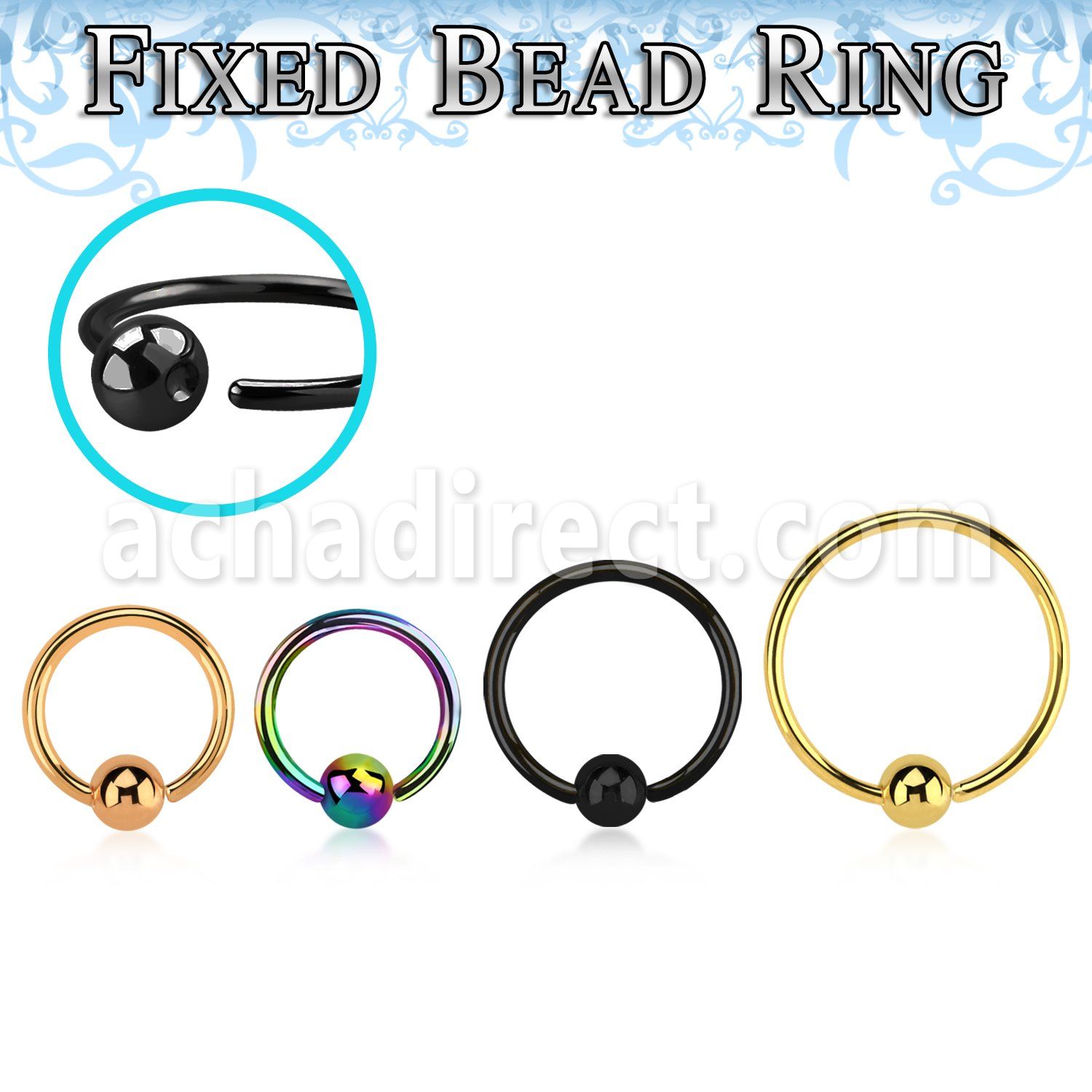 bedrt20m anodized steel fixed bead ring, 20g w a 2.5mm ball