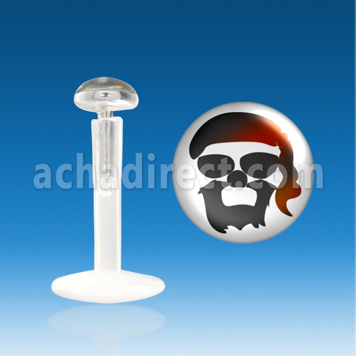 bilg7 bioflex labret w 3mm pirate head flat silver logo top
