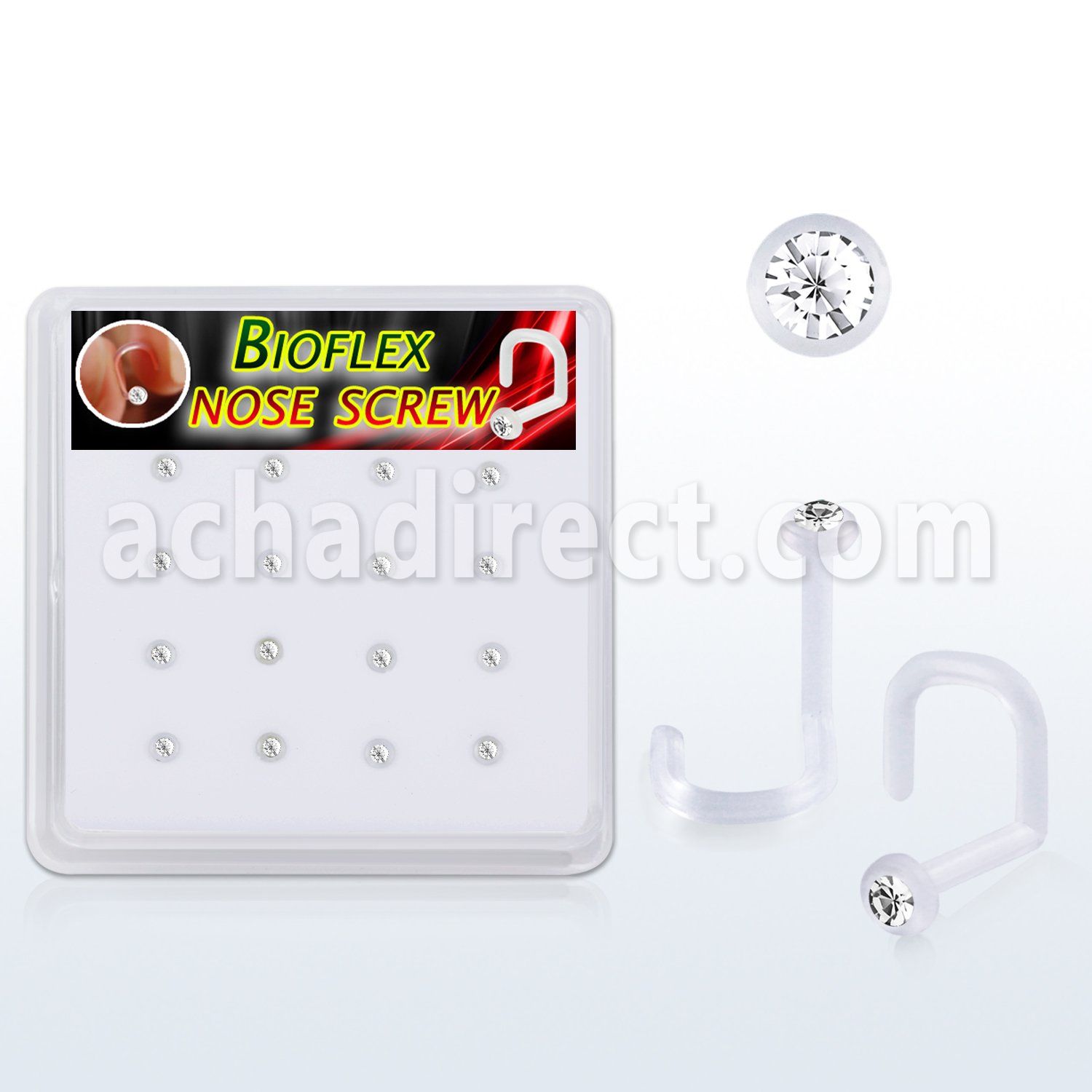 biswcx16 box w 16 pcs of bio flex nose screws w 1 5mm crystals