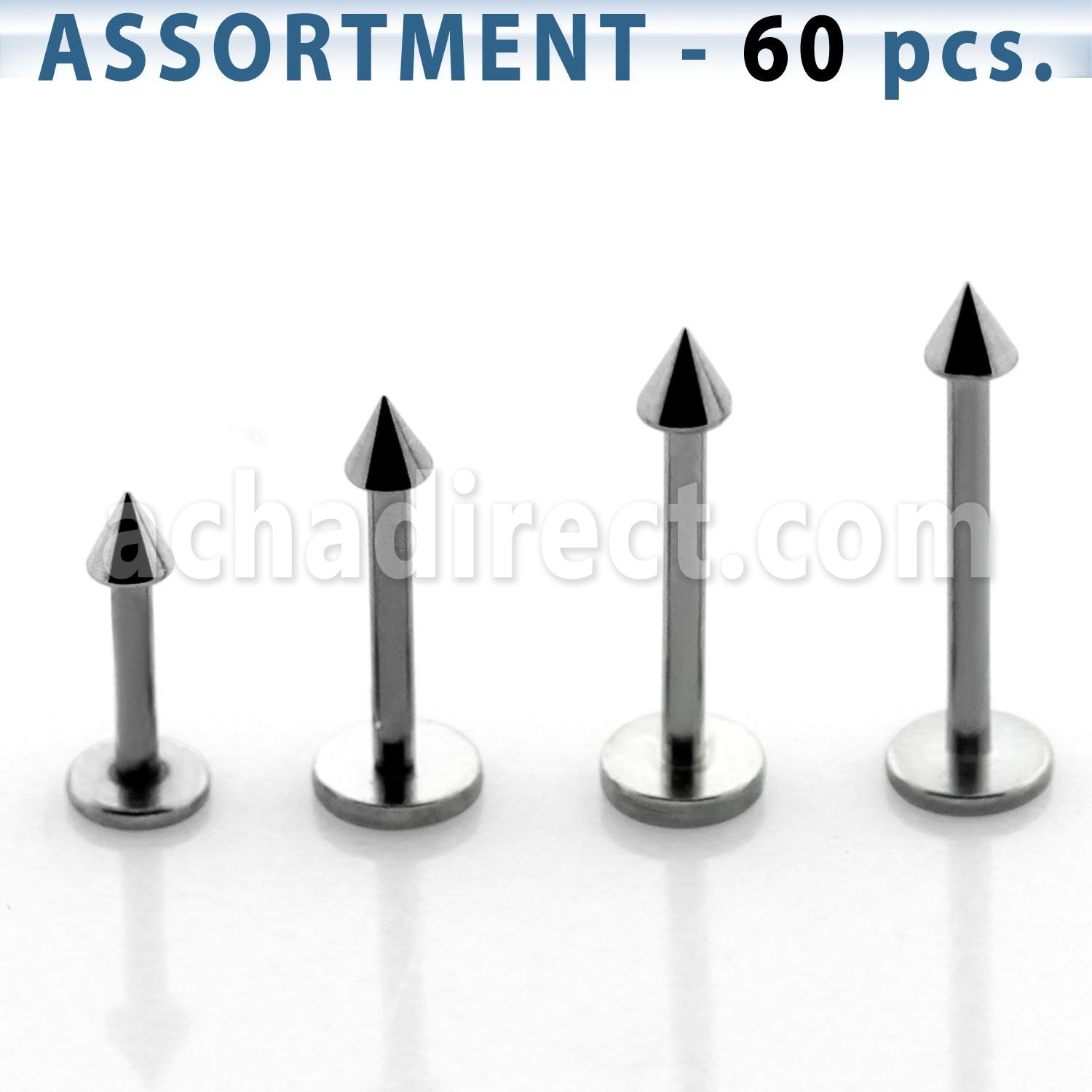 blk04e bulk of 316l steel 1 0mm labrets with 2mm cone