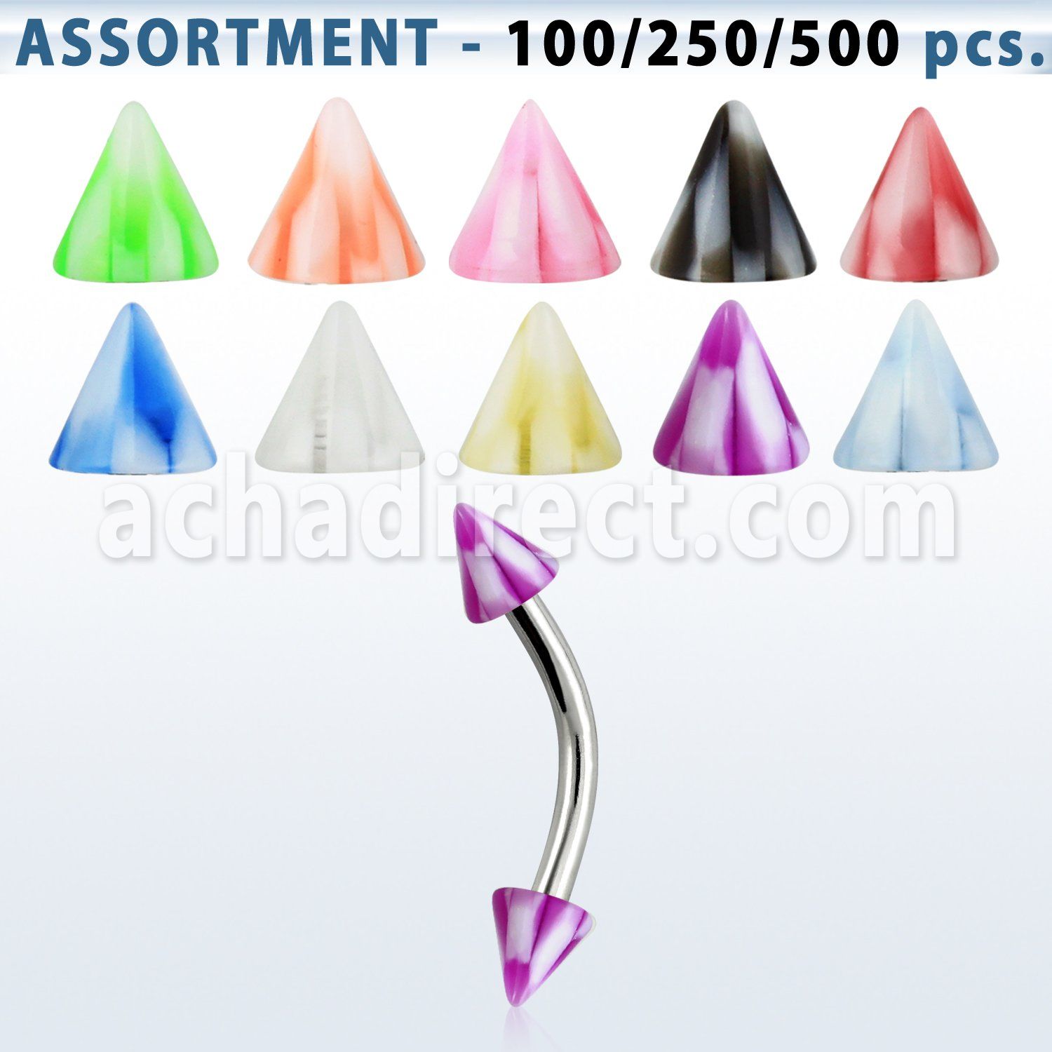 blk149 316l steel eyebrow banana with 3mm acrylic checkered ball