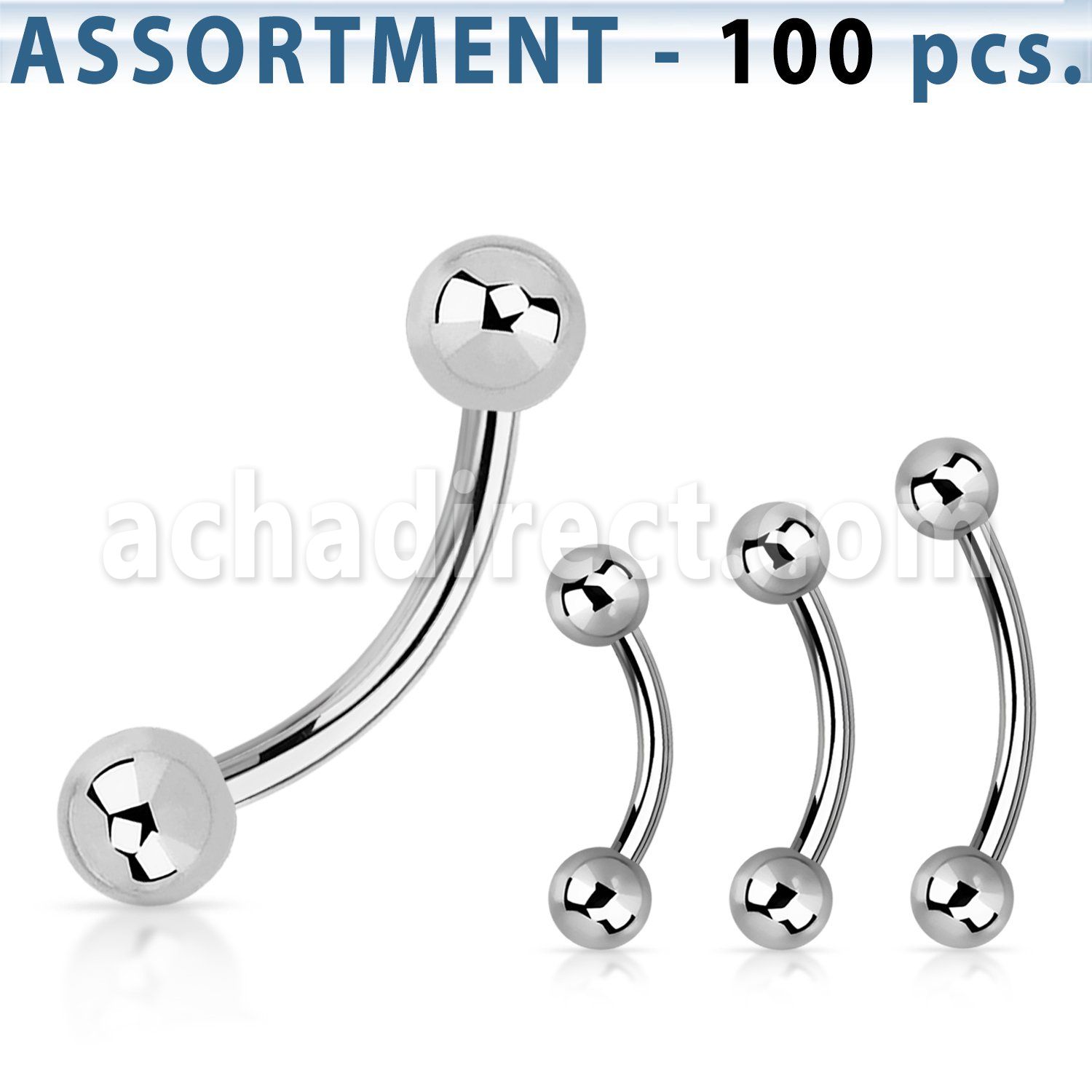 blk18a bulk of 316l steel eyebrow bananas with 3mm balls