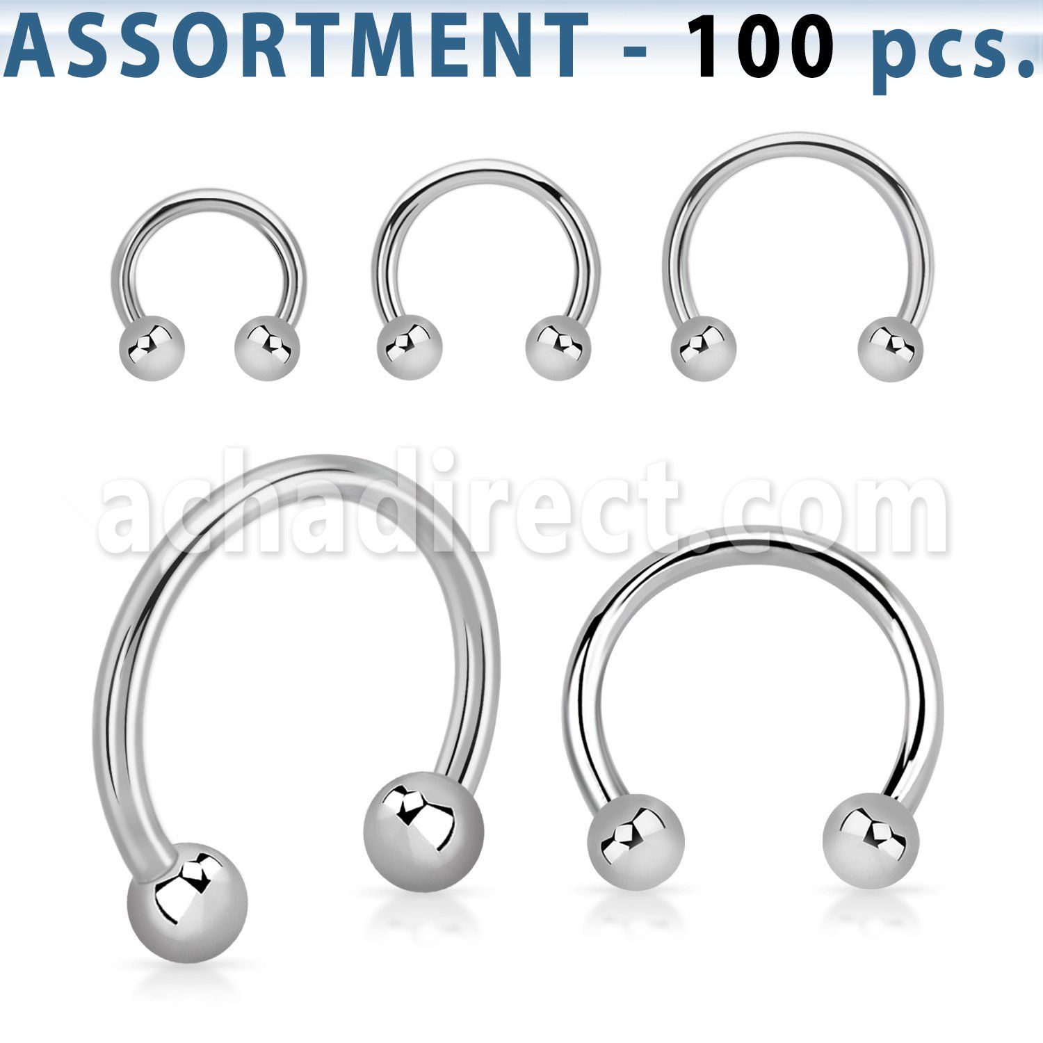 blk22a bulk of 316l steel eyebrow circular barbell w 3mm balls