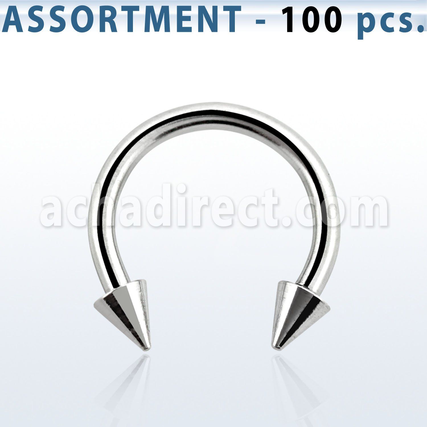 blk23b 316l steel eyebrow circular barbell with 2 5mm cones