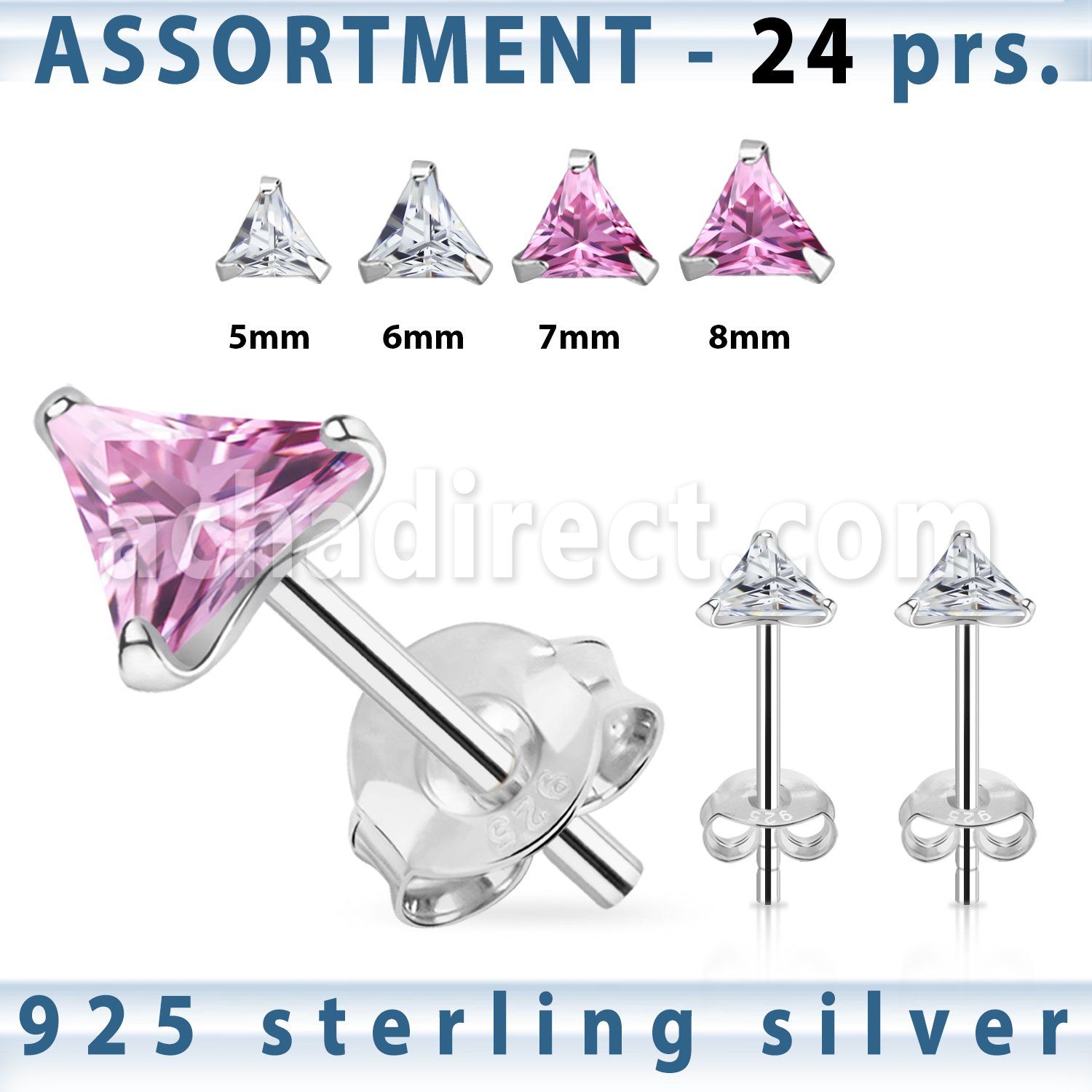blk260m sterling silver earring stud with 5 8mm triangle cz
