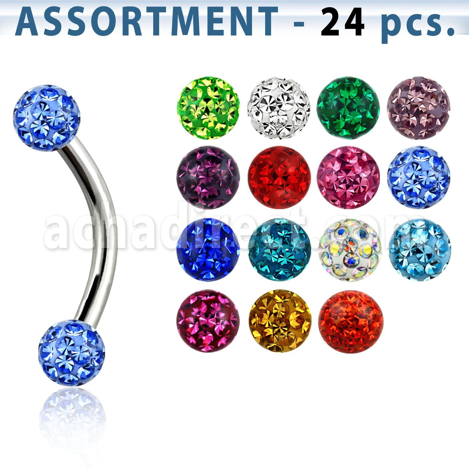 blk283 316l eyebrow banana with 3mm ferido ball w resin