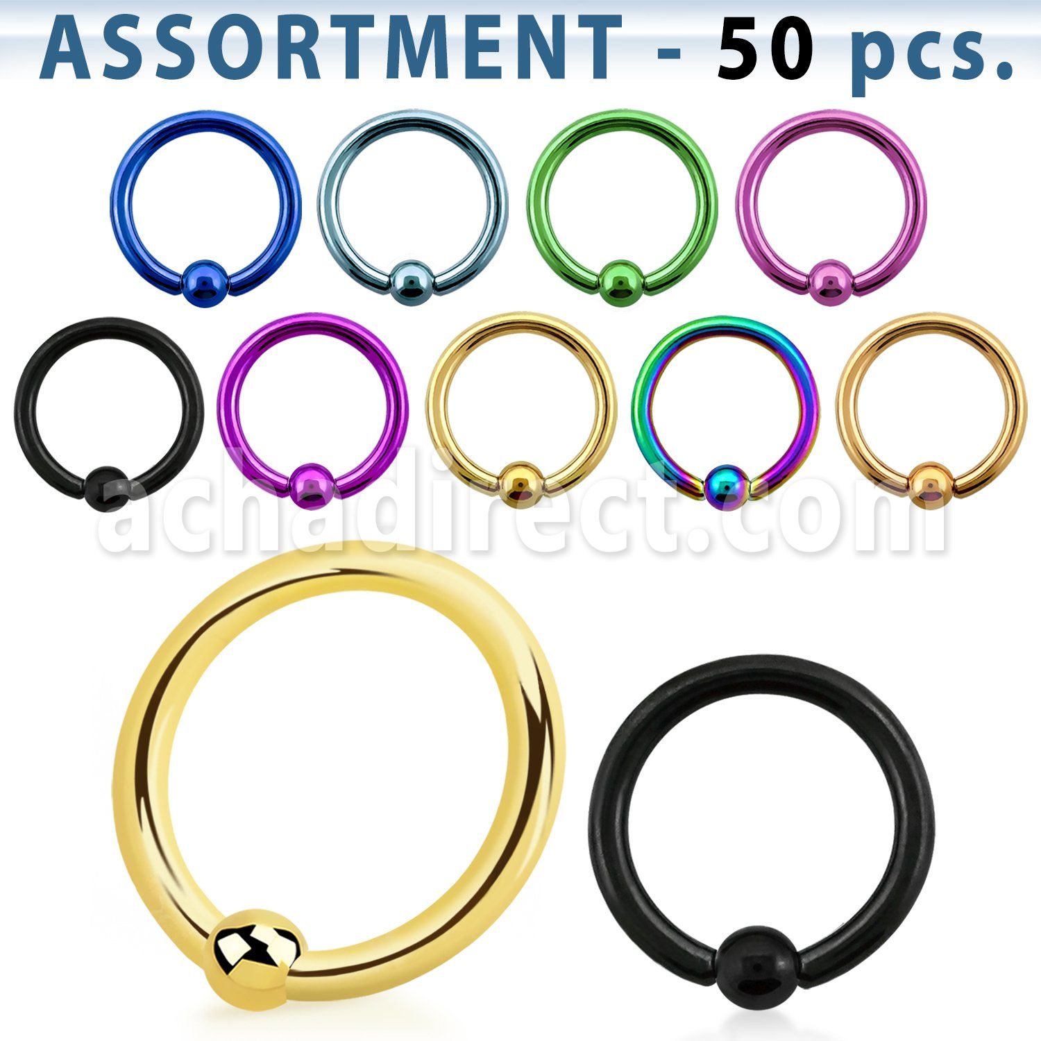 blk393 top pvd plated 316l ball closure ring with 2 5mm ball