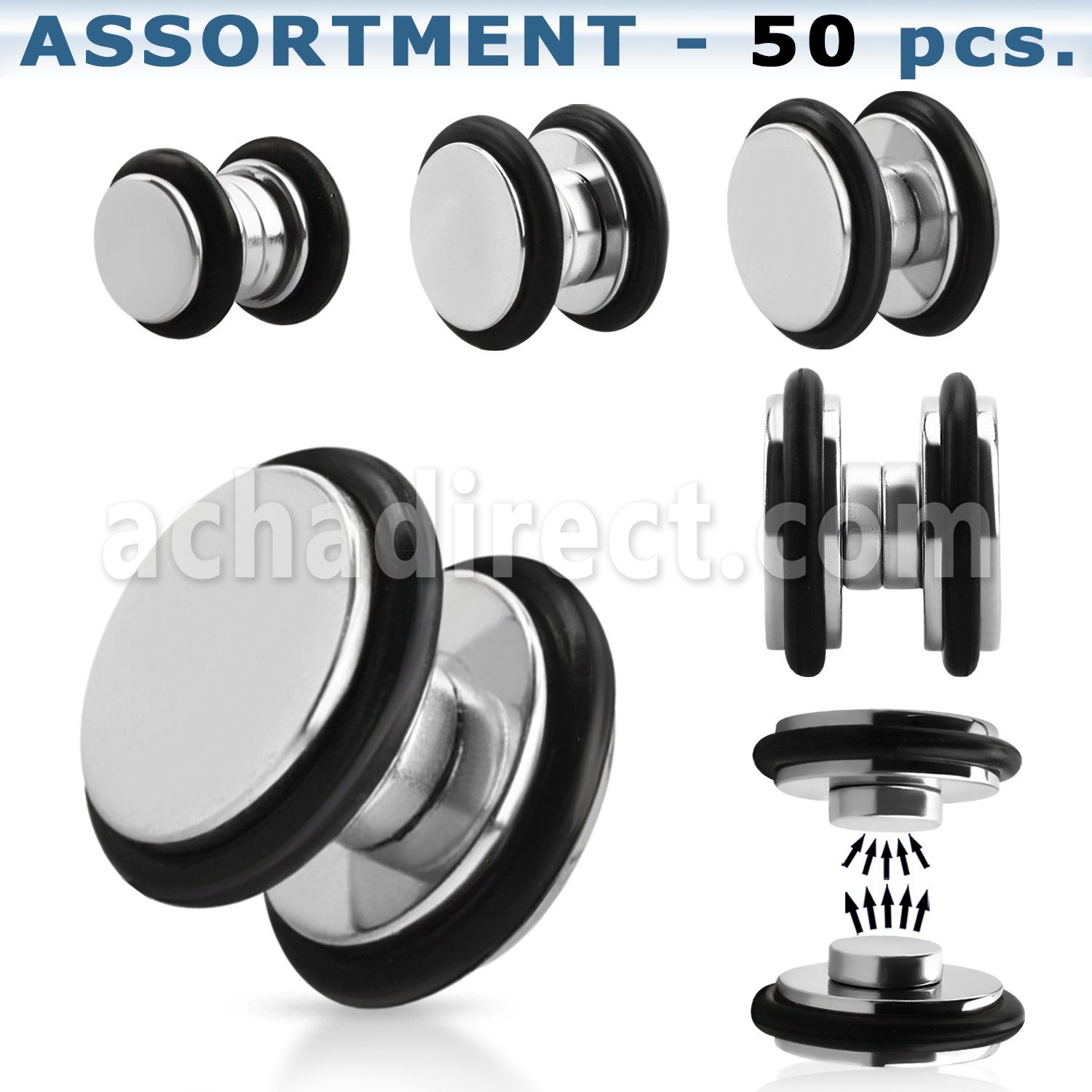 blk410 high polished magnetic 316l fake plug with o ring