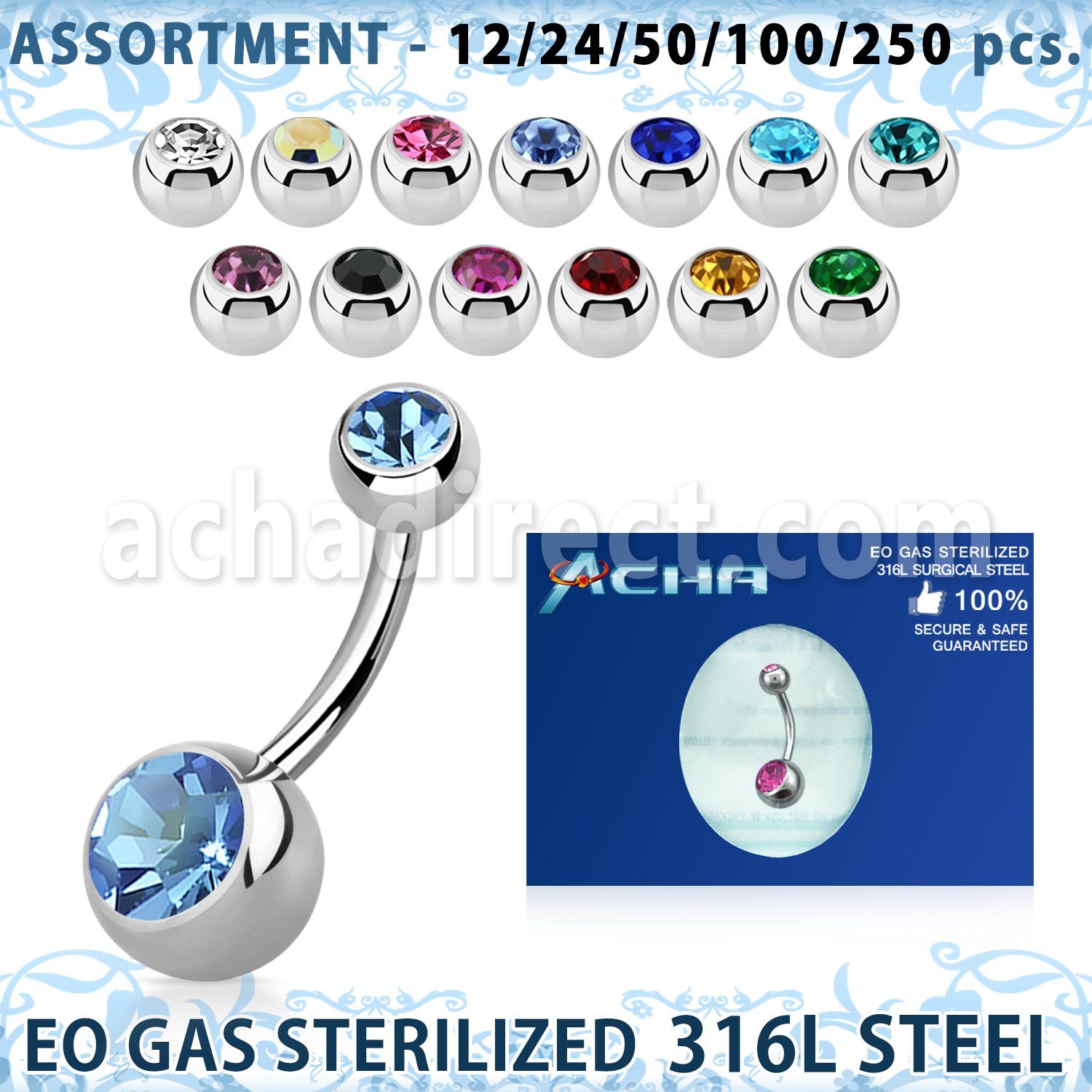 blk484 316l steel belly banana w 8 5mm jewel ball