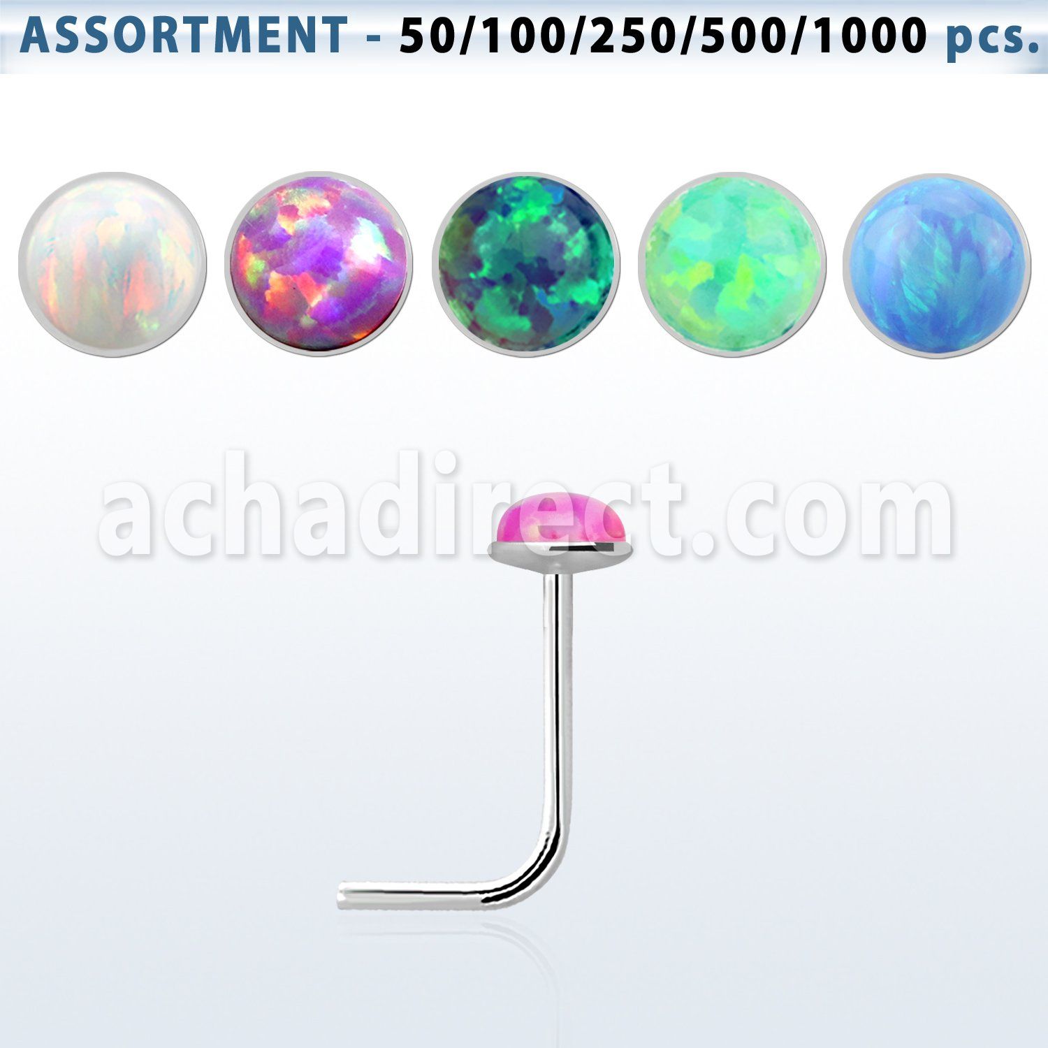 blk566 sterling silver nose stud piercing bulk w 2mm opal glued