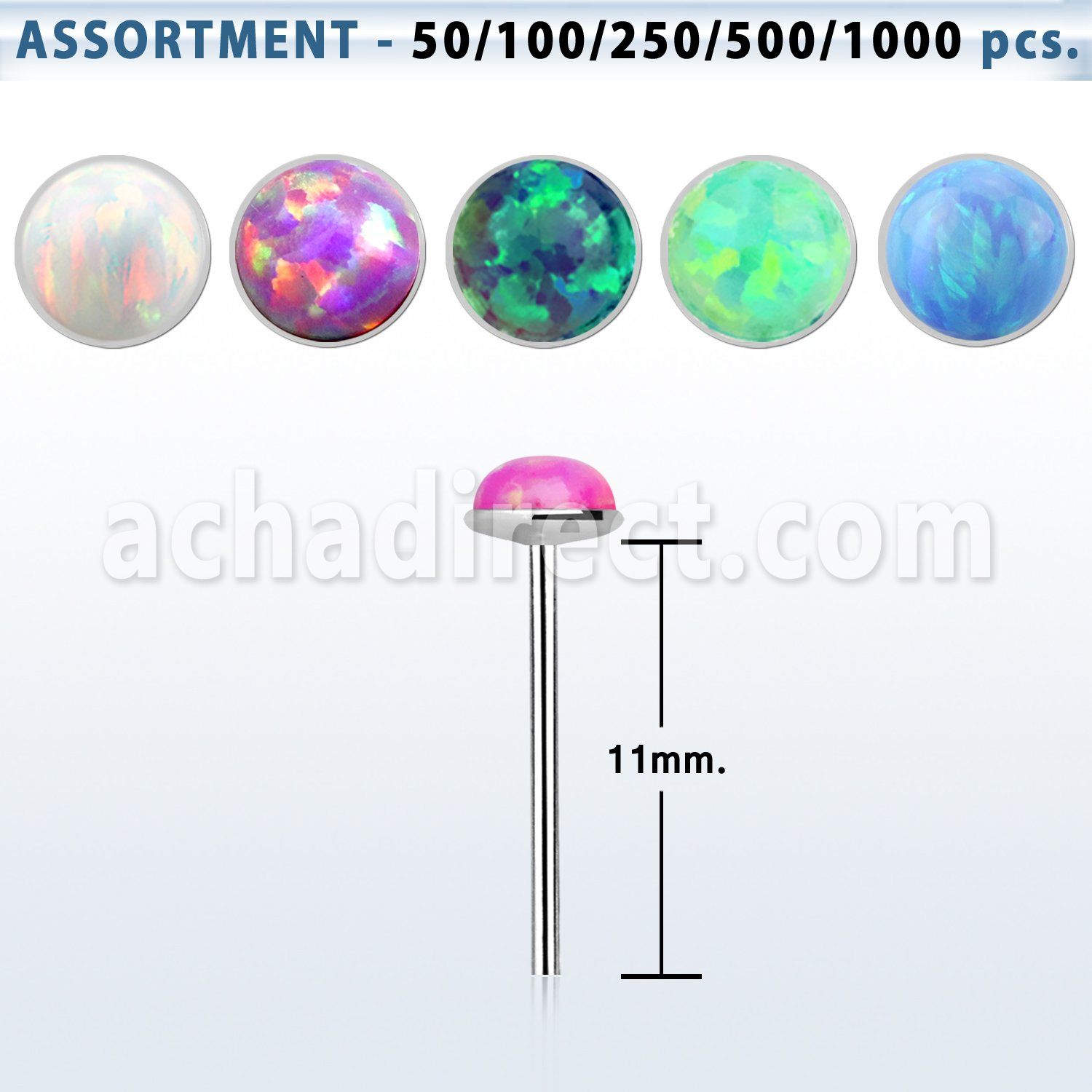 blk570 silver bend it nose stud piercing set 2.5mm opal glue