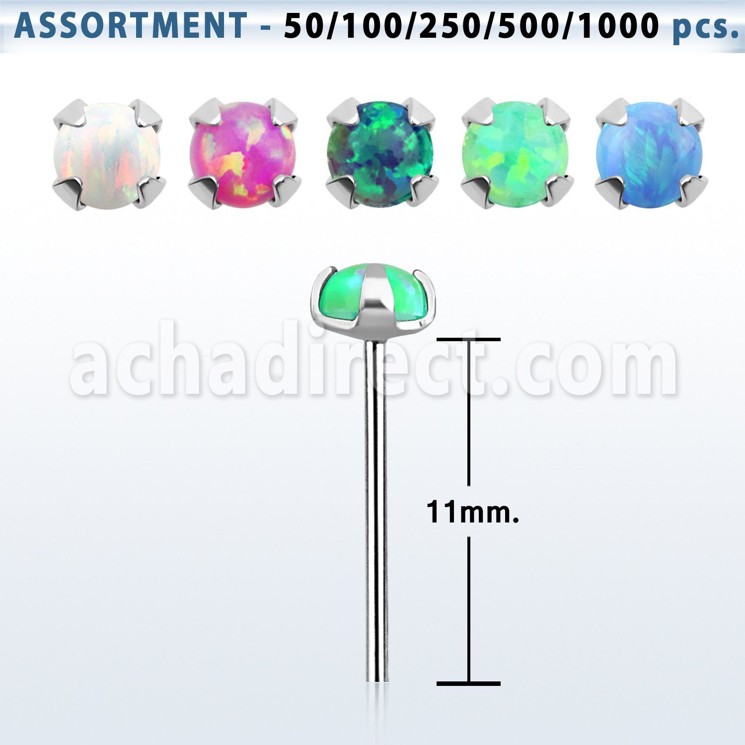 blk576 925 silver bend it nose stud piercing bulk w 2mm opal