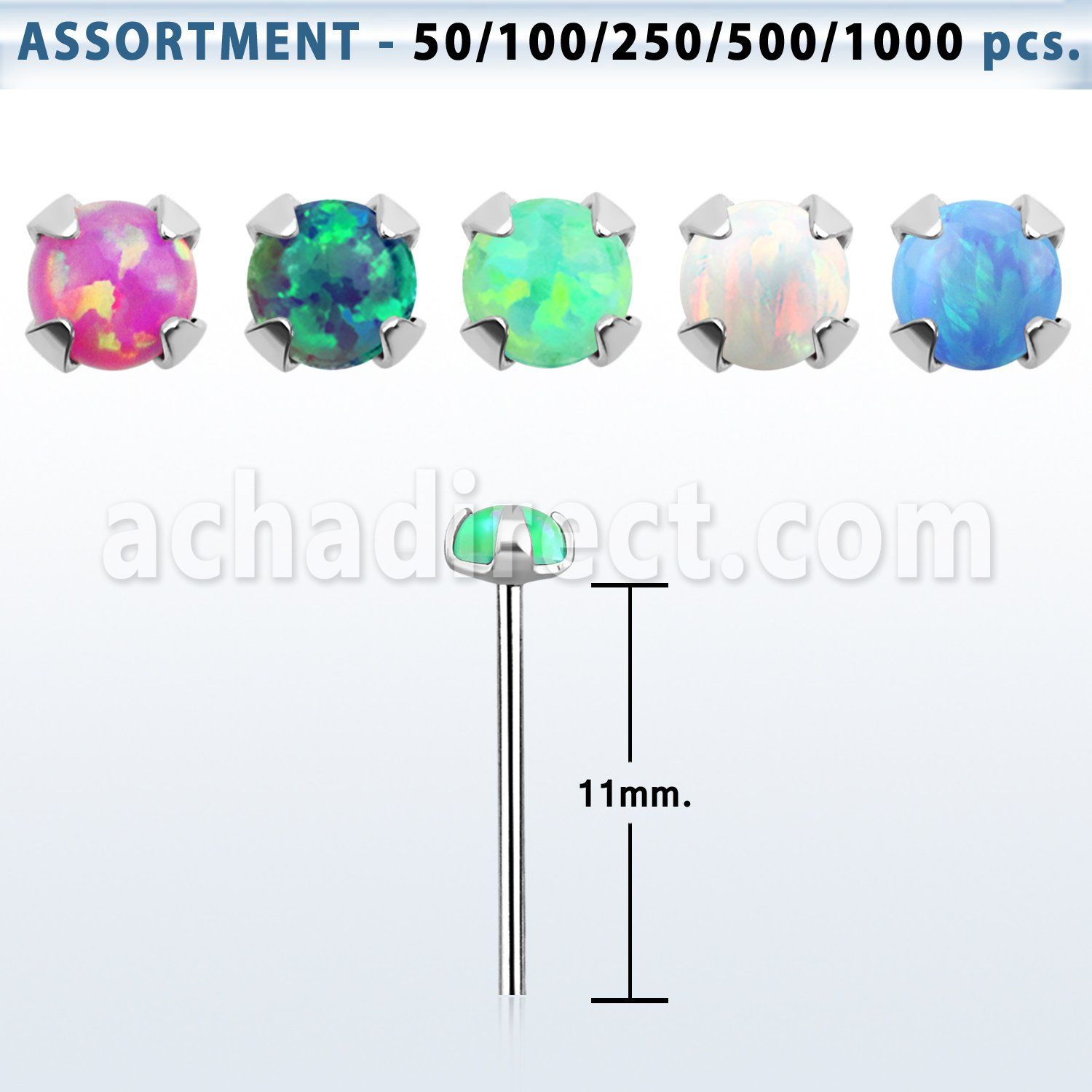 blk600 bulk silver bend it nose stud w prong set synthetic opal