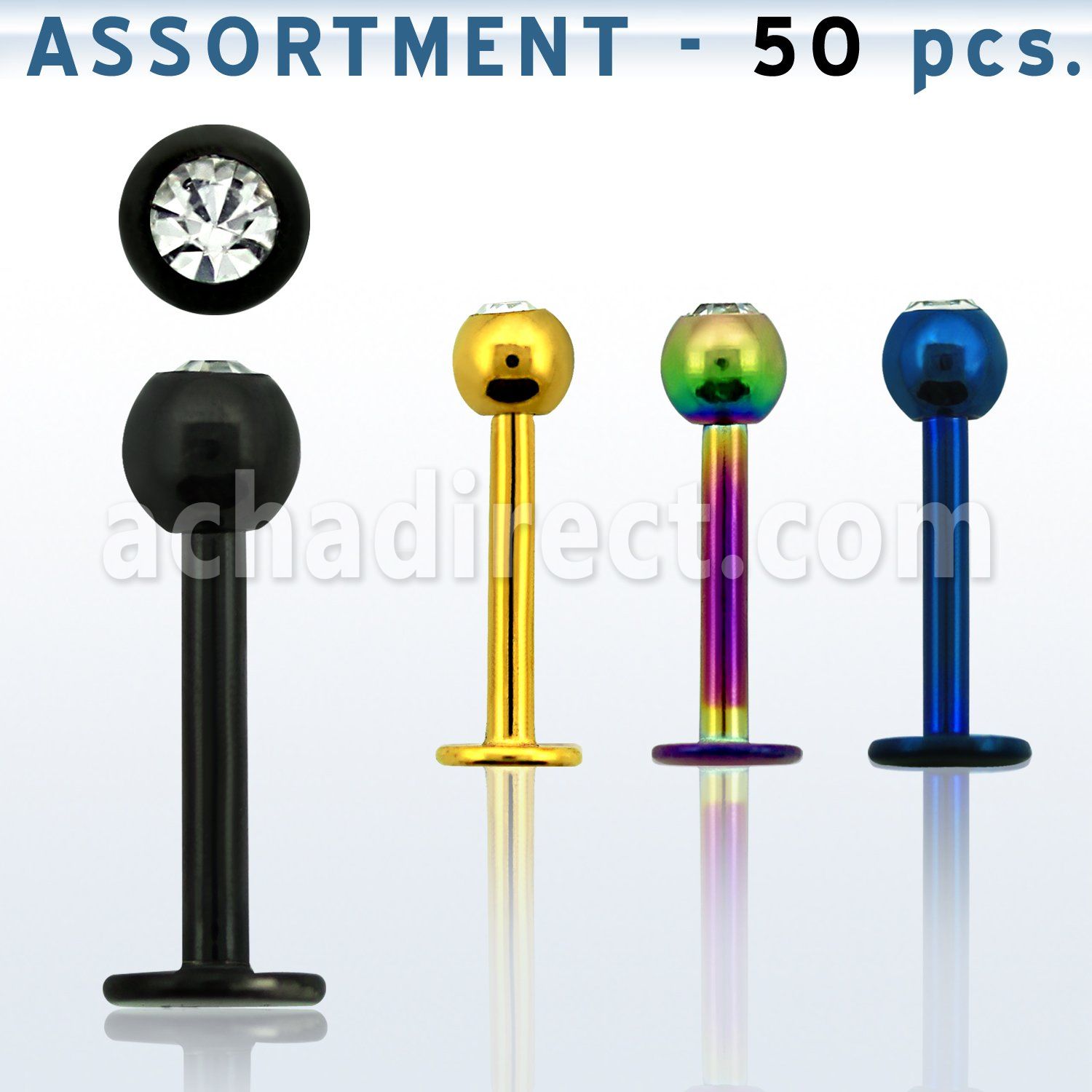blk75 bulk of anodized 316l steel labret with 3mm bezel ball