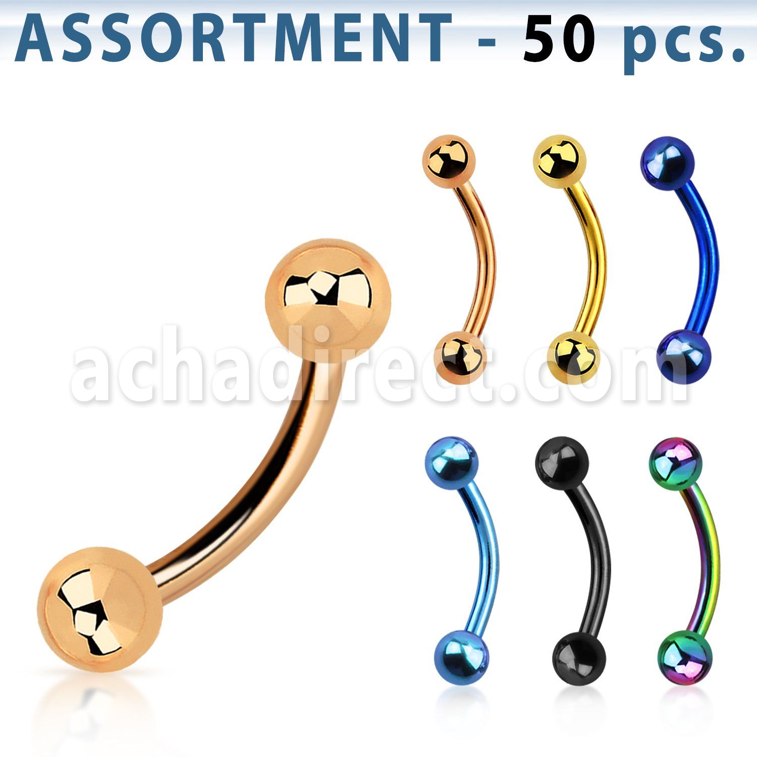 blk78 bulk of premium pvd 316l steel eyebrow banana w 3mm ball