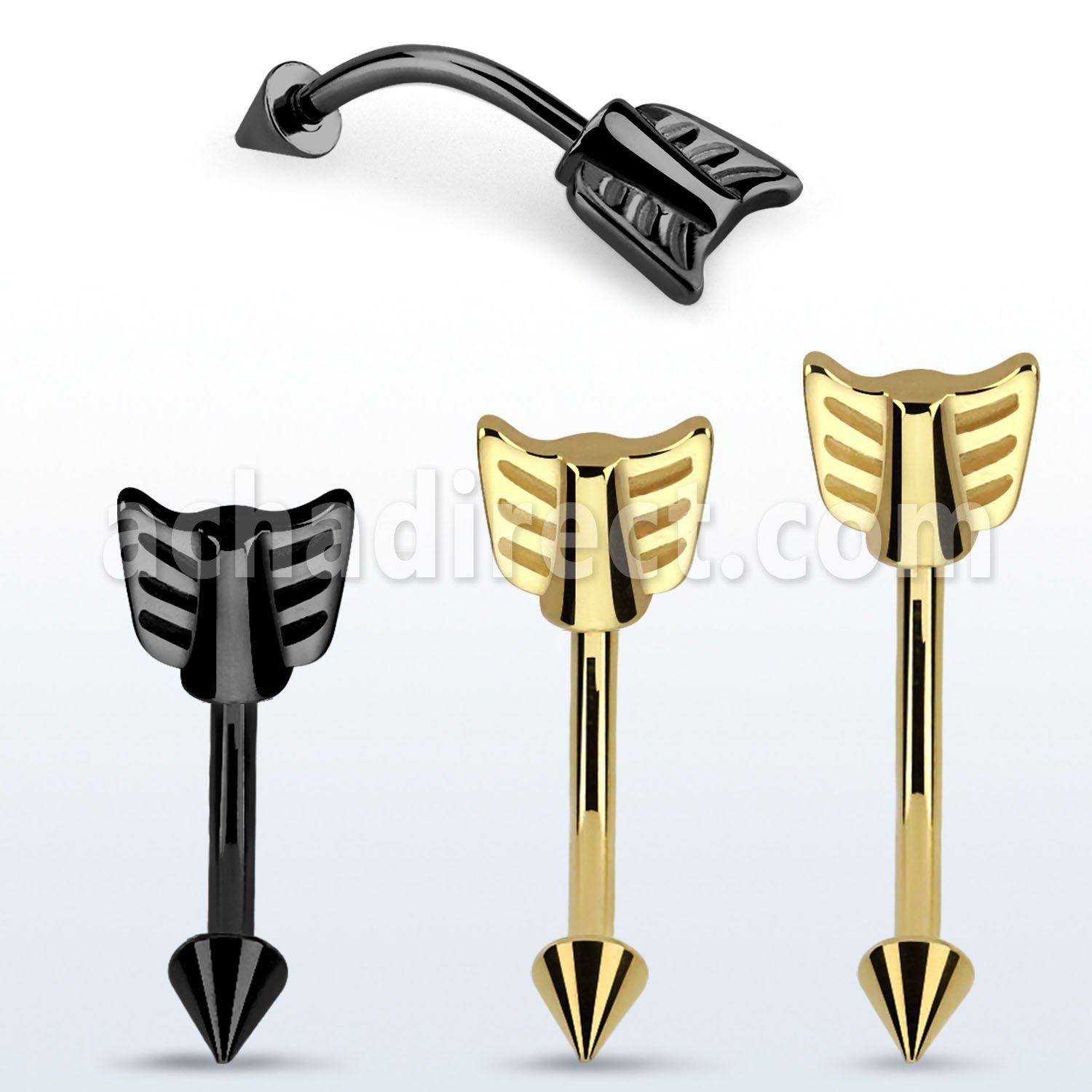 bn14taw pvd plated steel belly banana w cone steel arrow end