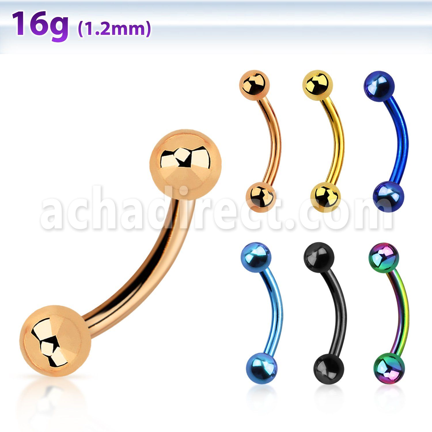 bnetb premium pvd plated 316l steel eyebrow banana w 3mm ball