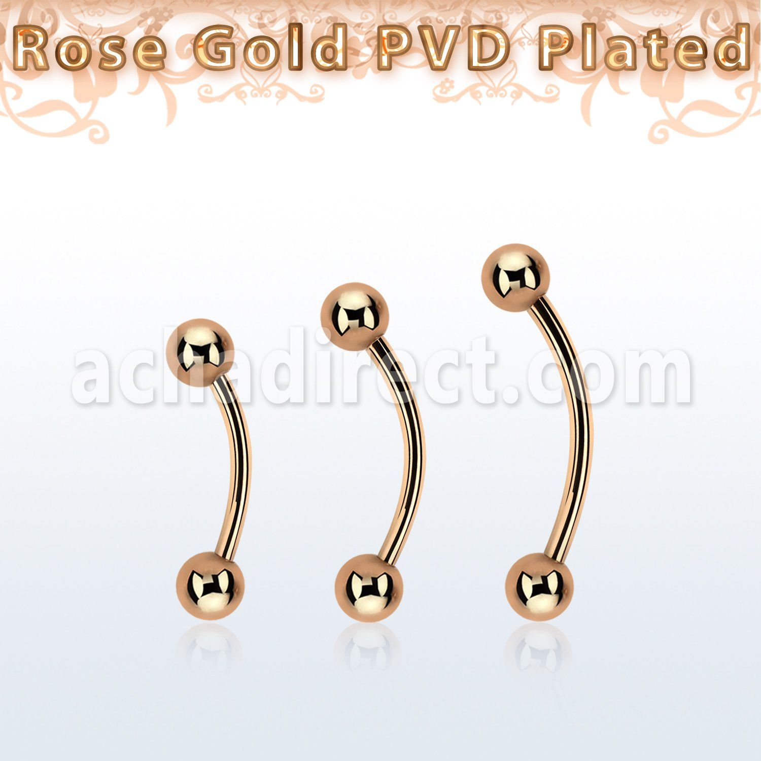 bnettb4 rose gold steel eyebrow banana w 2 4mm balls