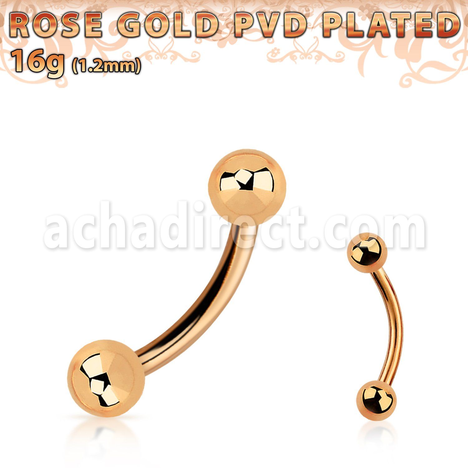 bnettb pvd plated 316l colored steel eyebrow banana w 3mm ball