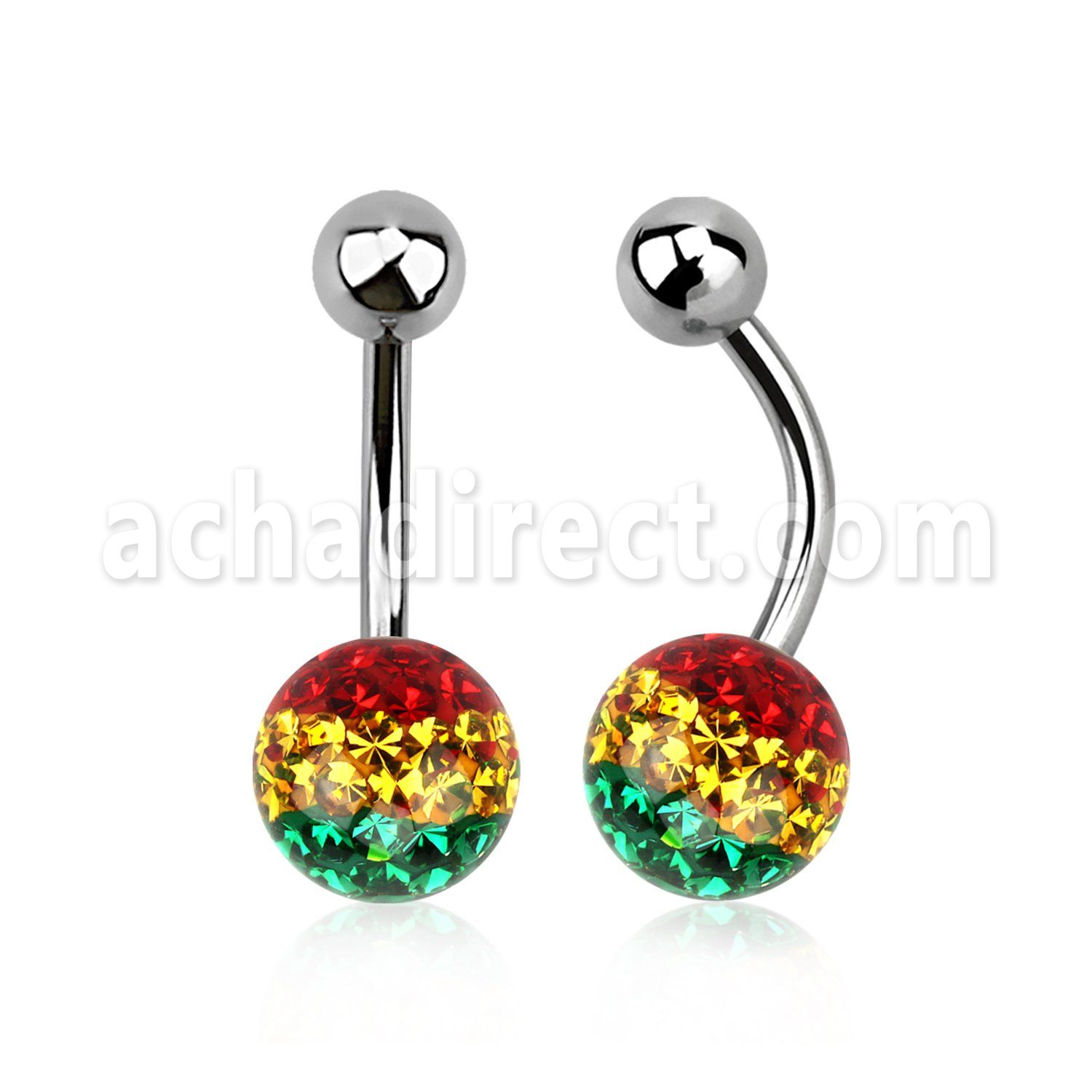 bnfr8r 316l steel belly banana with rasta ferido ball