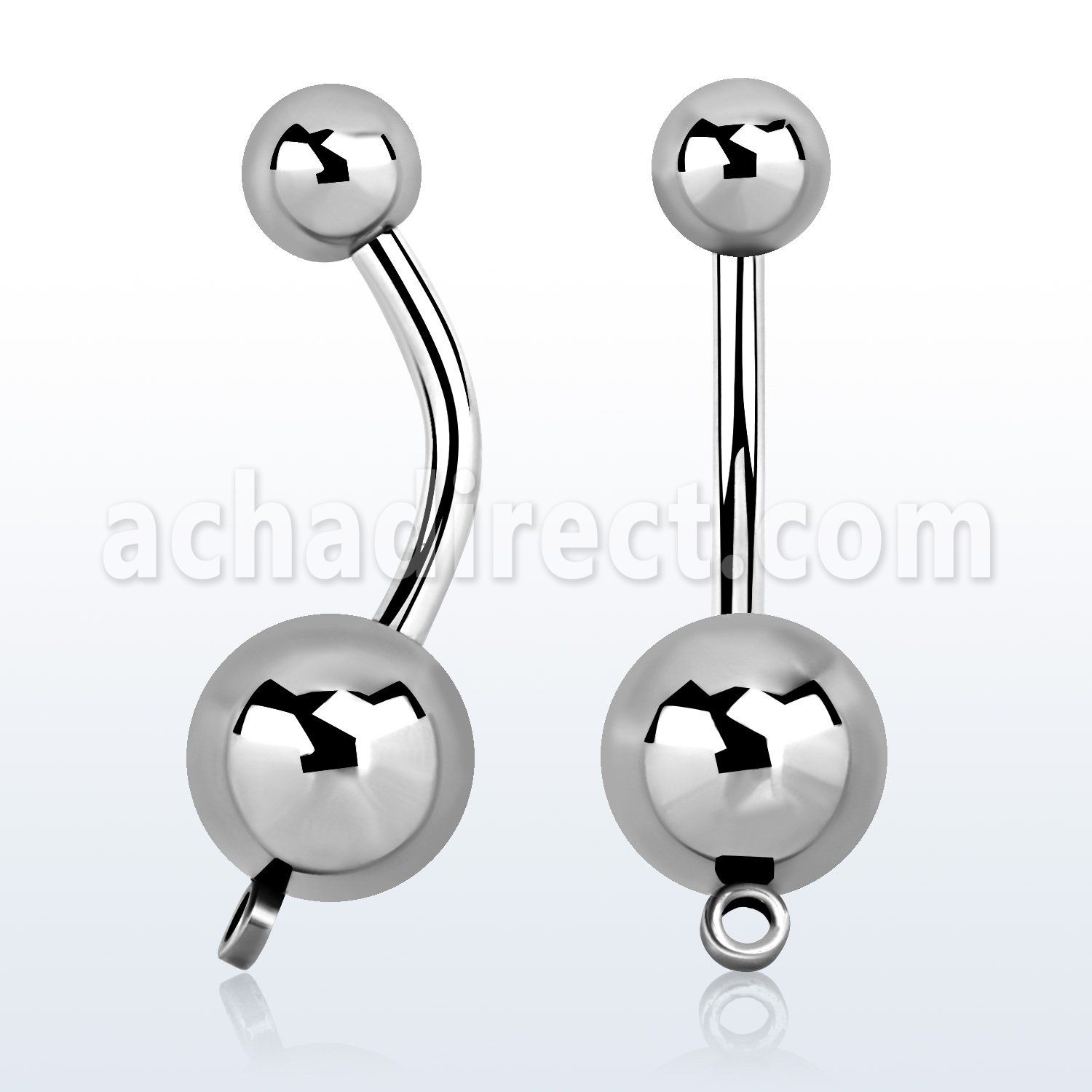 bngh 316l steel belly banana w 8 5mm plain steel ball w hook